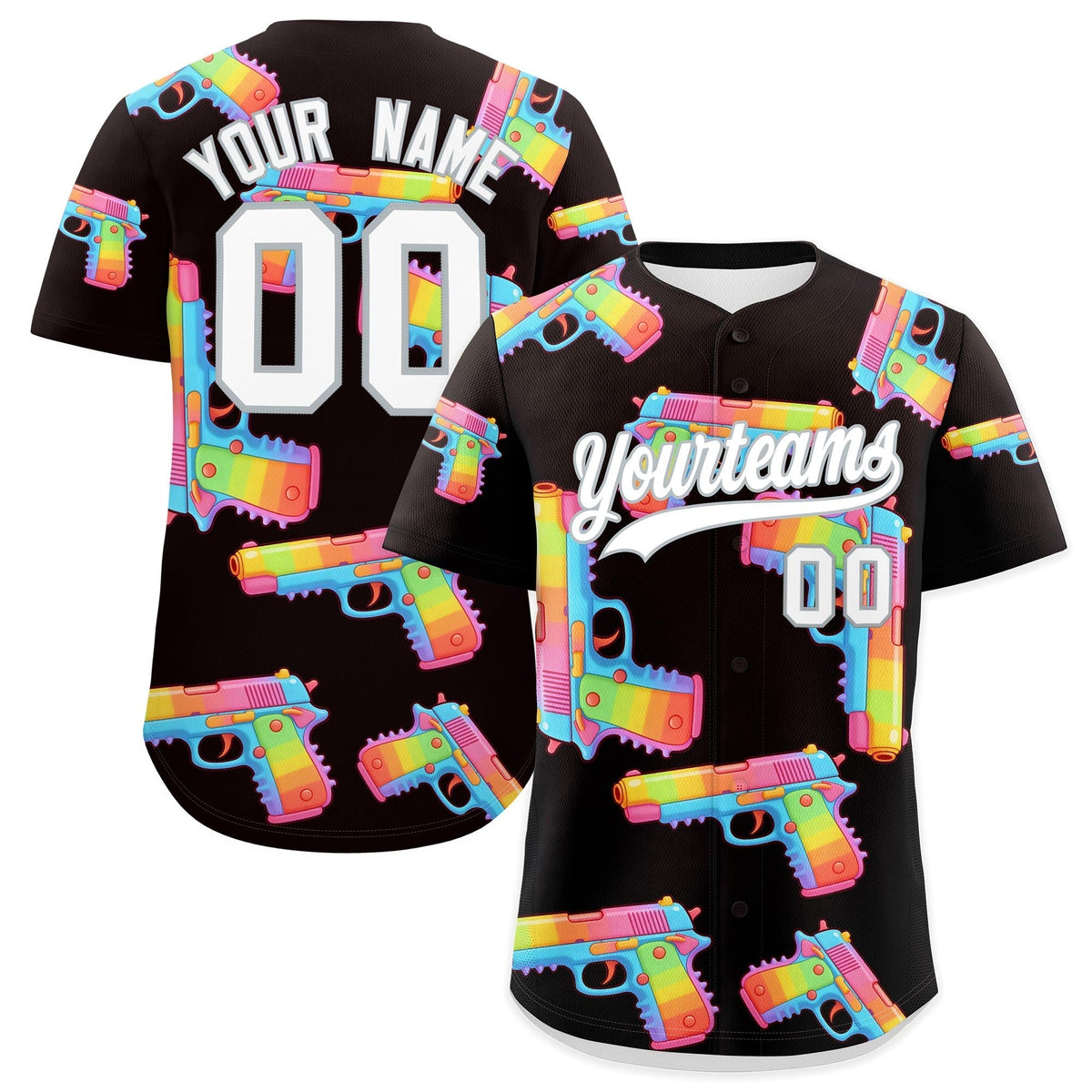 Custom Youth Baseball Jersey Brown White Sugar-Coated Firepower Graffiti Pattern Urban Fashion