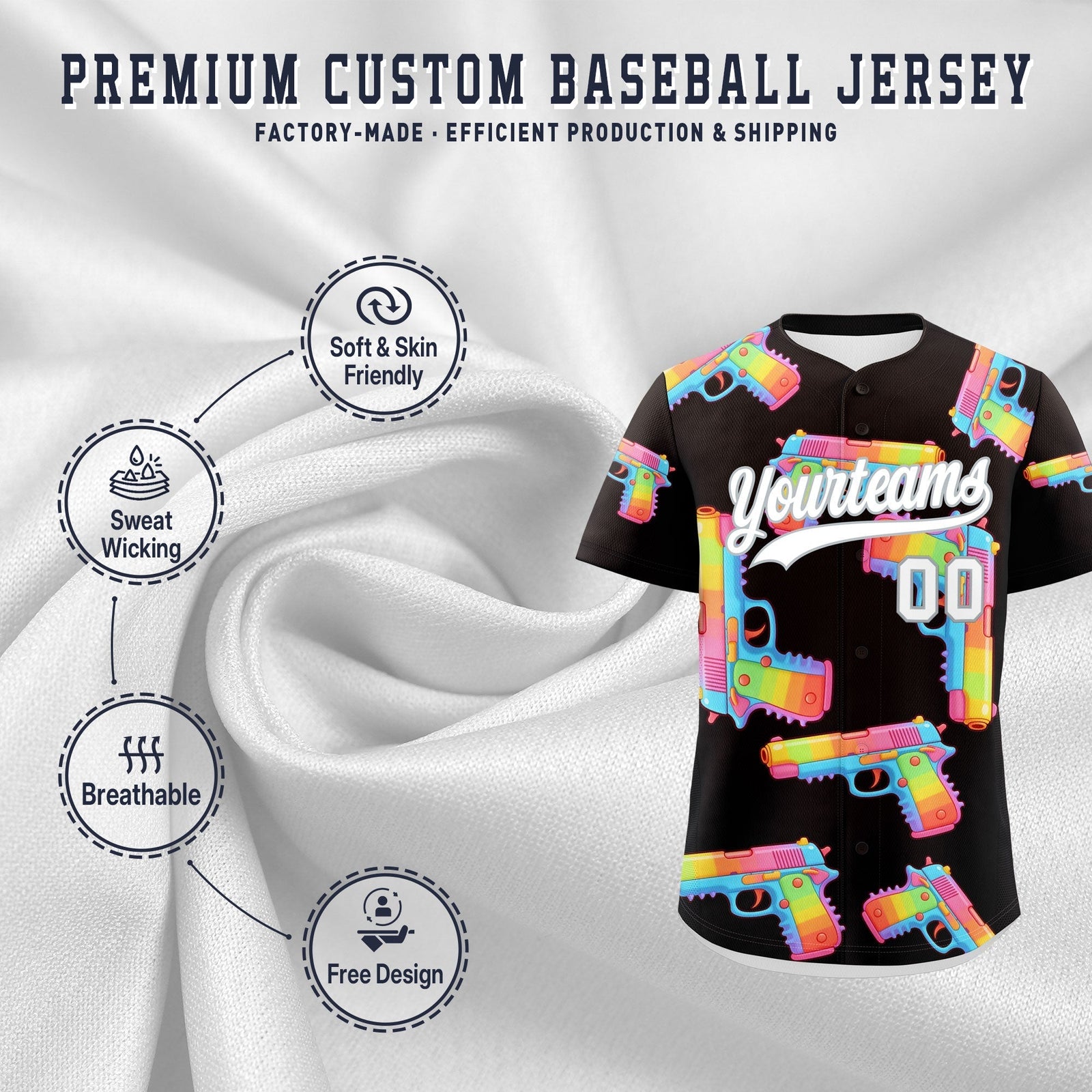 Custom Youth Baseball Jersey Brown White Sugar-Coated Firepower Graffiti Pattern Urban Fashion