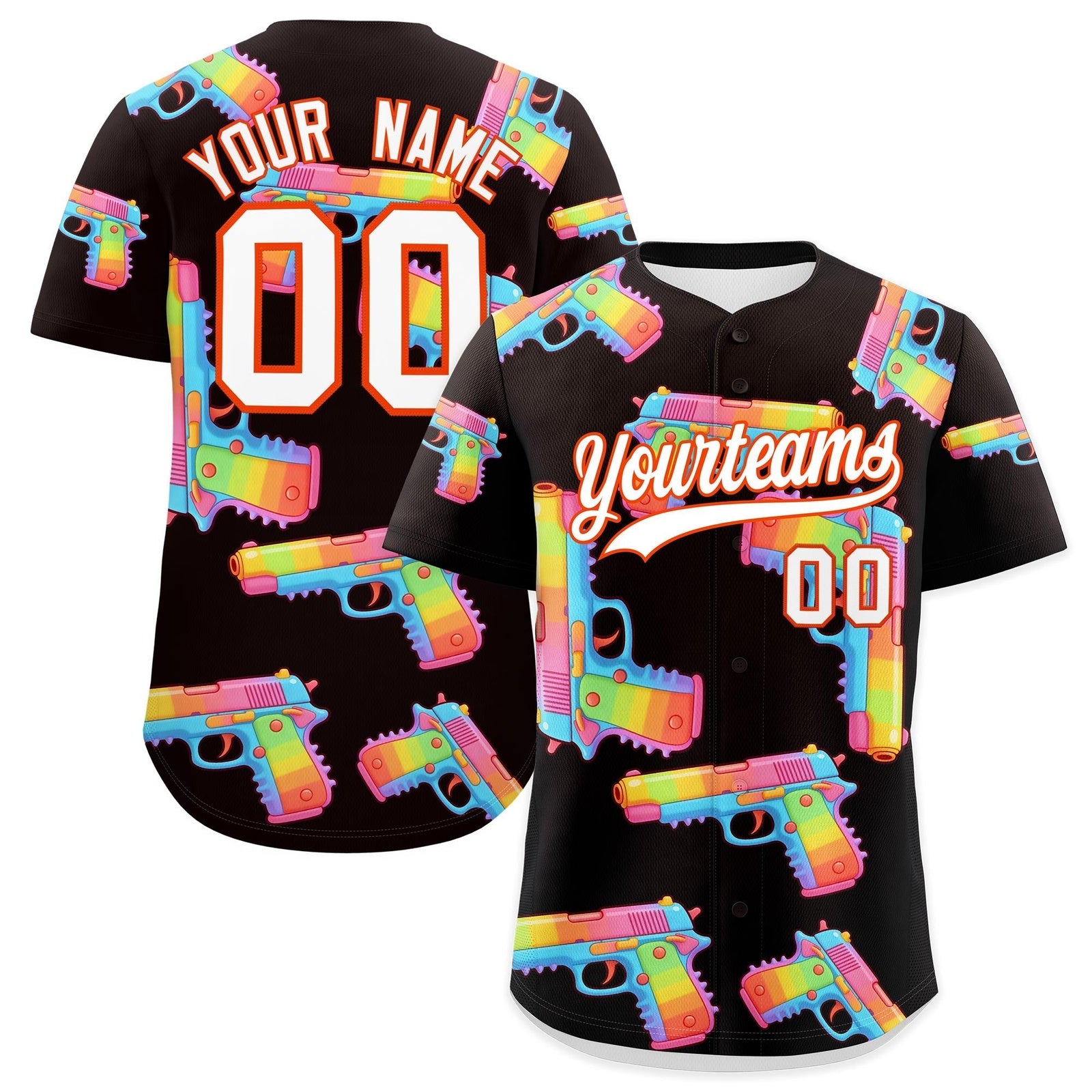 Custom Youth Baseball Jersey Brown White Sugar-Coated Firepower Graffiti Pattern Hip-hop