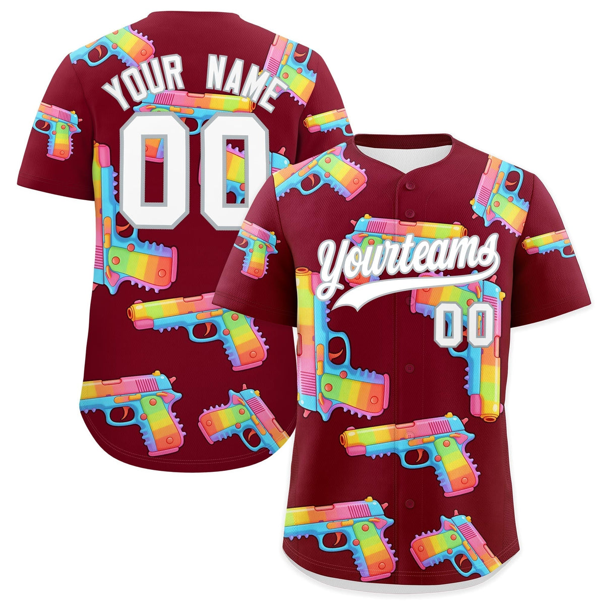 Custom Youth Baseball Jersey Crimson White Sugar-Coated Firepower Graffiti Pattern Hip-hop