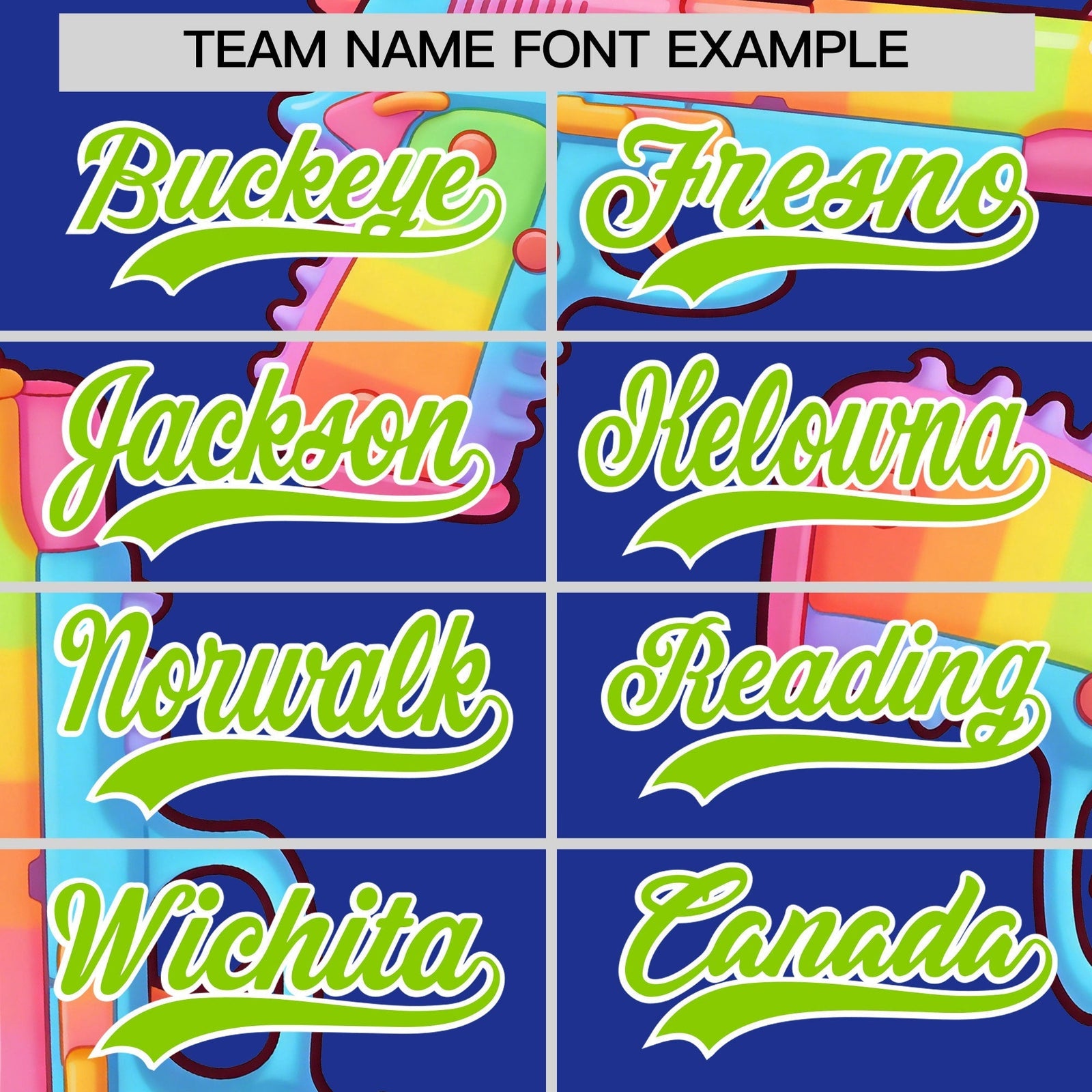 Custom Youth Baseball Jersey Royal Blue Neon Green Sugar-Coated Firepower Graffiti Pattern Hip-hop
