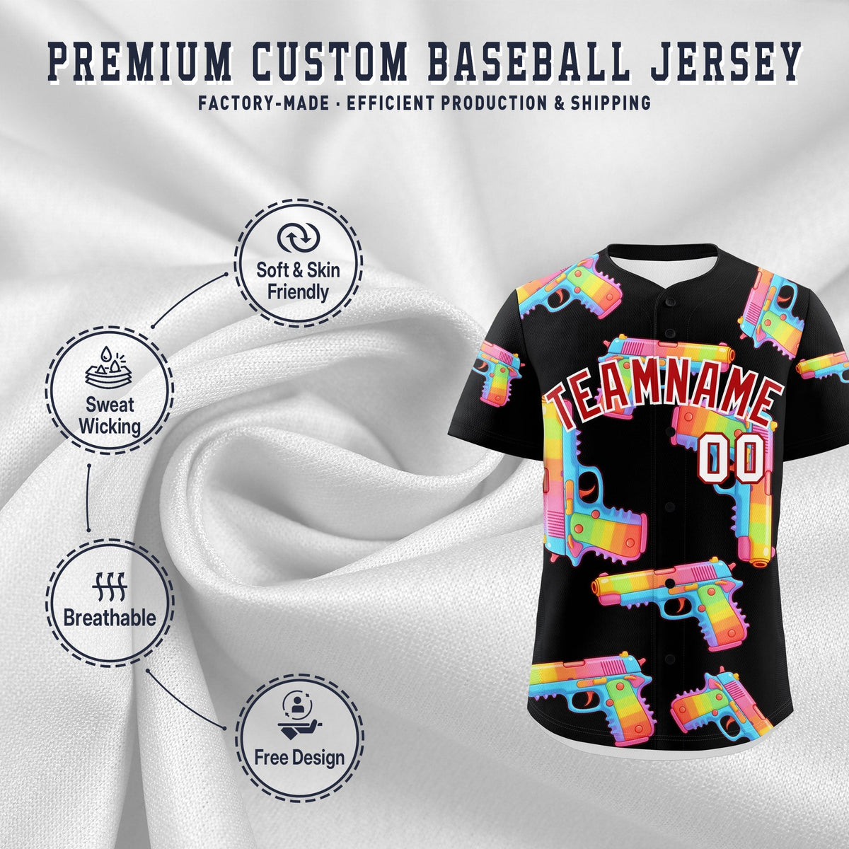 Custom Youth Baseball Jersey Black Red Sugar-Coated Firepower Graffiti Pattern Hip-hop