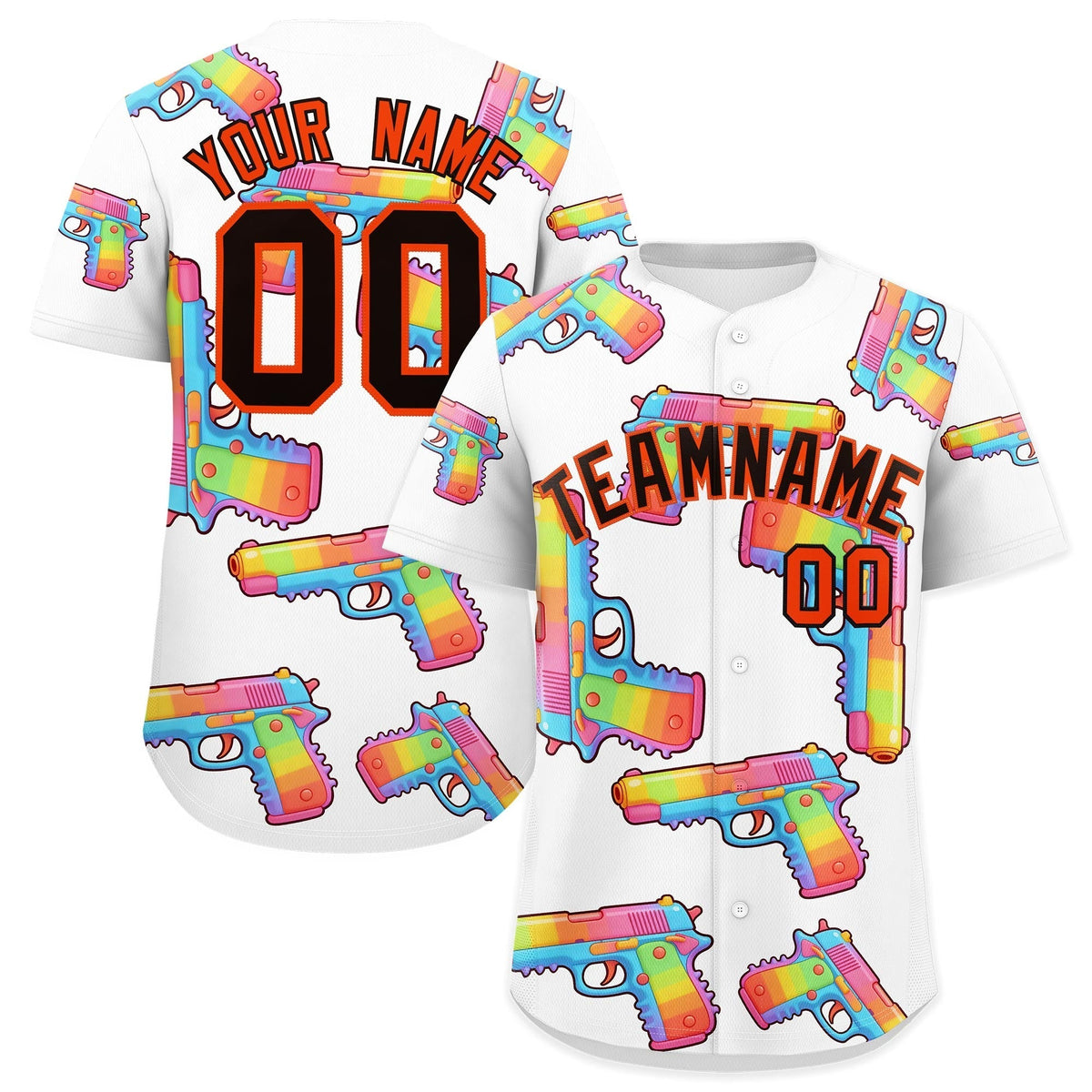Custom Youth Baseball Jersey White Black Sugar-Coated Firepower Graffiti Pattern Urban Fashion