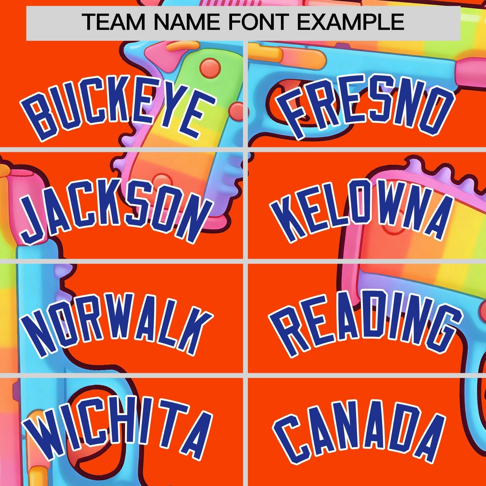 Custom Youth Baseball Jersey Orange Royal Blue Sugar-Coated Firepower Graffiti Pattern Urban Fashion