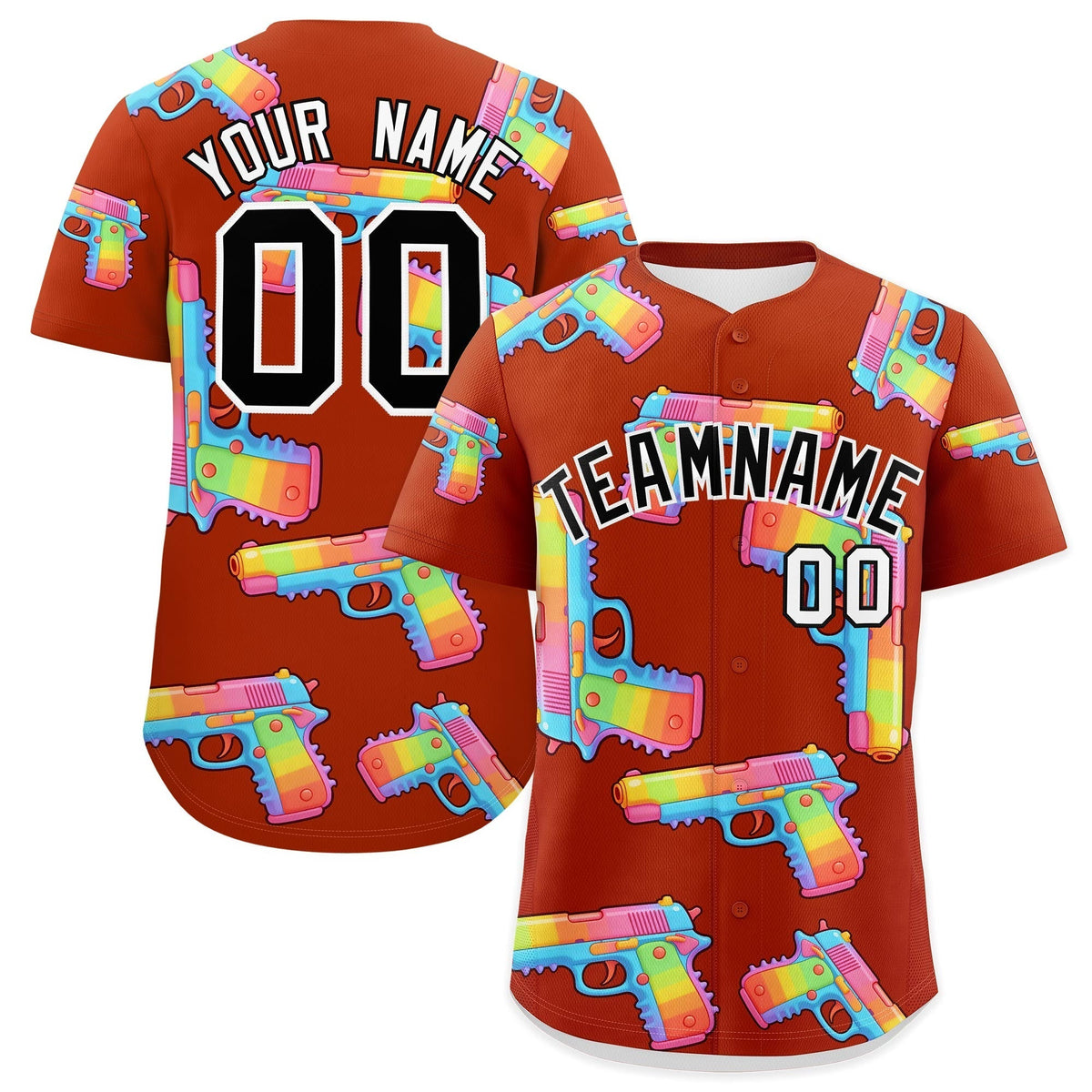 Custom Youth Baseball Jersey Dark Orange Black Sugar-Coated Firepower Graffiti Pattern Hip-hop