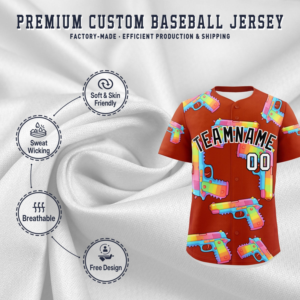 Custom Youth Baseball Jersey Dark Orange Black Sugar-Coated Firepower Graffiti Pattern Hip-hop