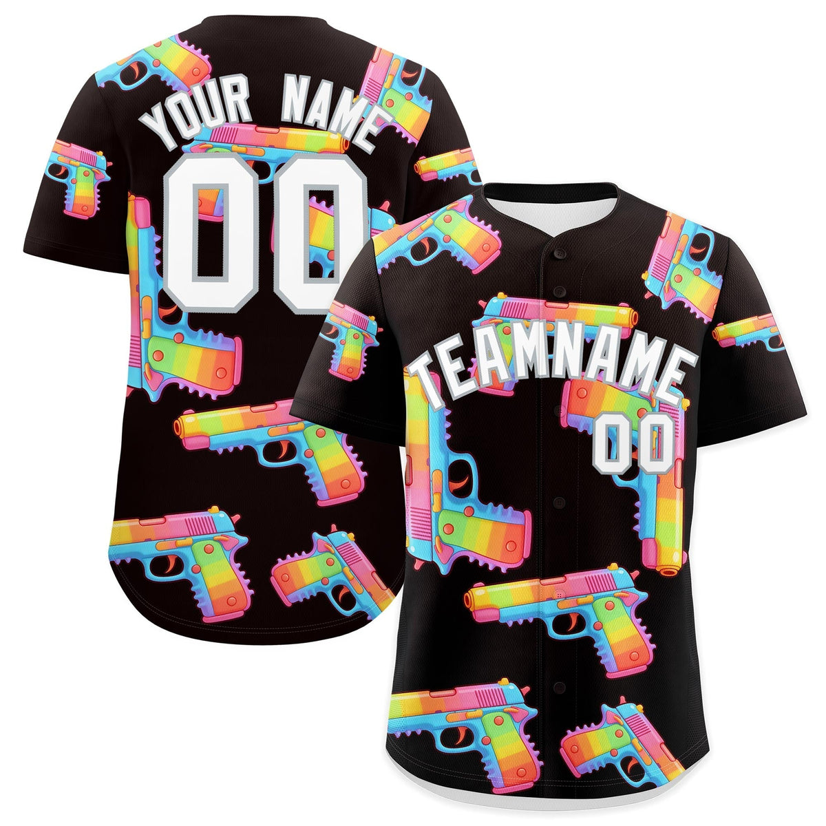 Custom Youth Baseball Jersey Brown White Sugar-Coated Firepower Graffiti Pattern Urban Fashion