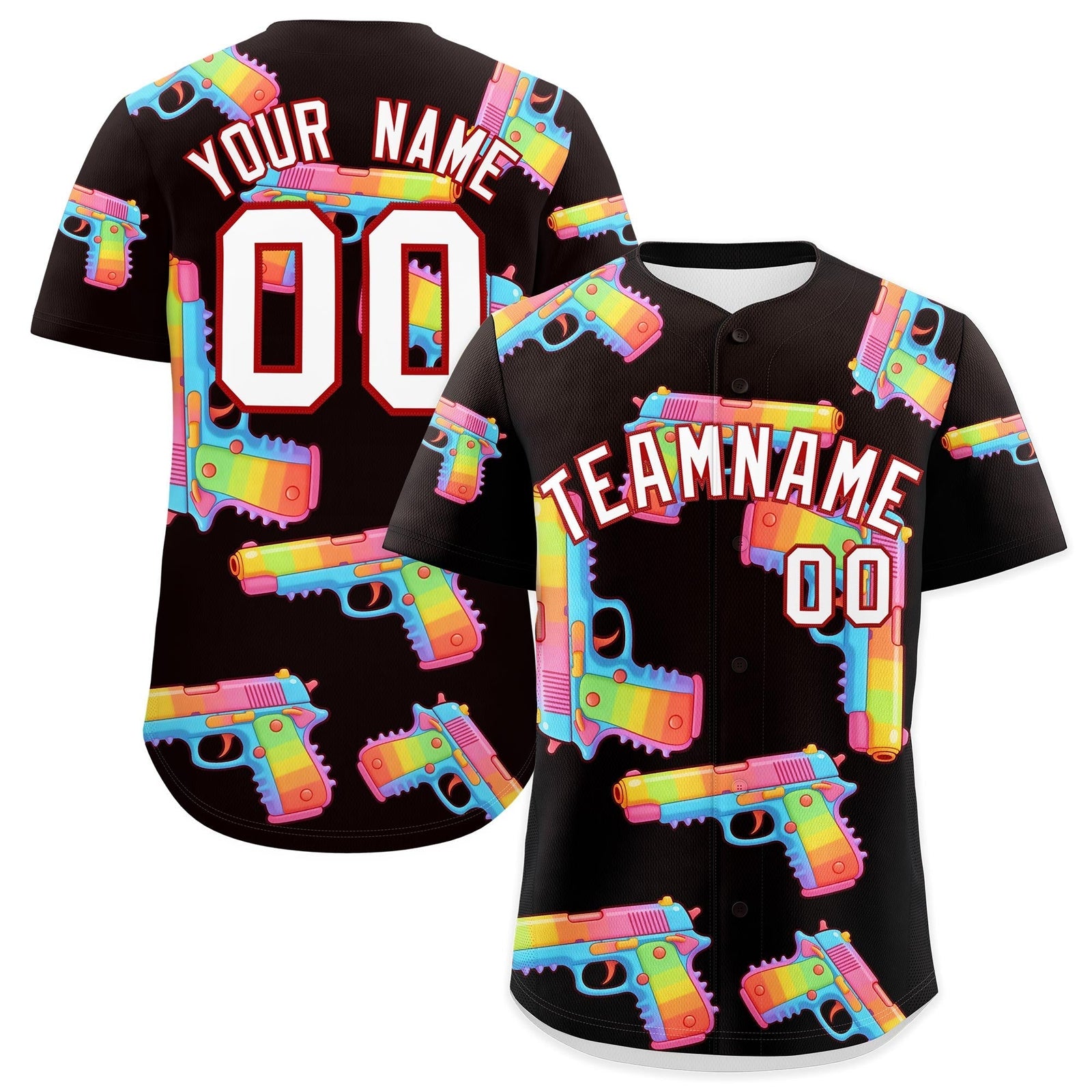 Custom Youth Baseball Jersey Brown White Sugar-Coated Firepower Graffiti Pattern Street Style