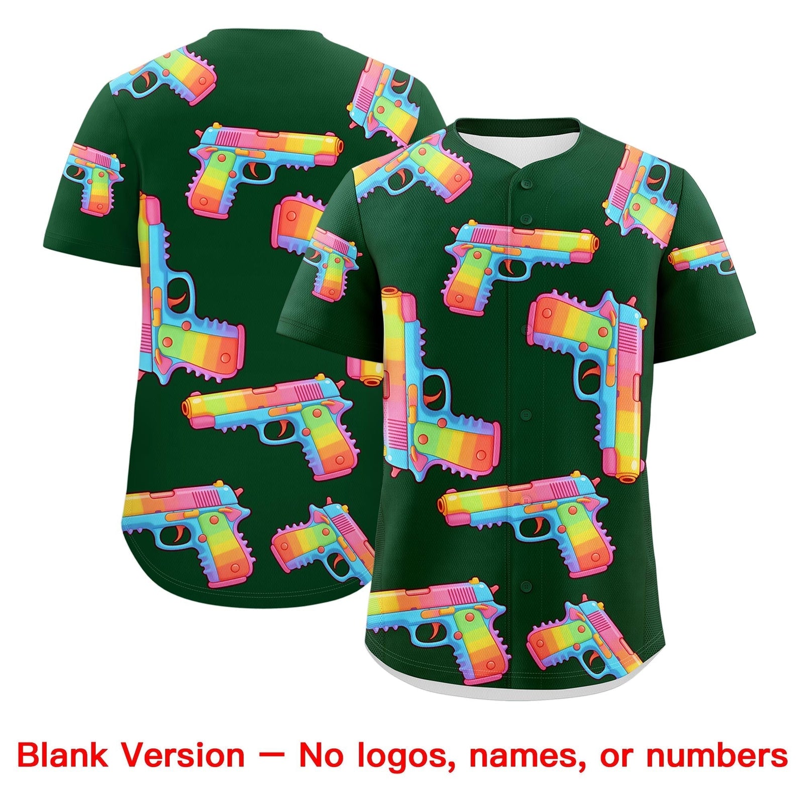 Custom Youth Baseball Jersey Dark Green Red Sugar-Coated Firepower Graffiti Pattern Urban Fashion