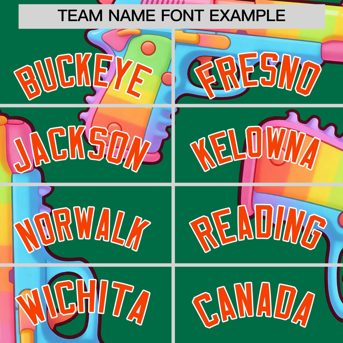 Custom Youth Baseball Jersey Kelly Green Orange Sugar-Coated Firepower Graffiti Pattern Street Style