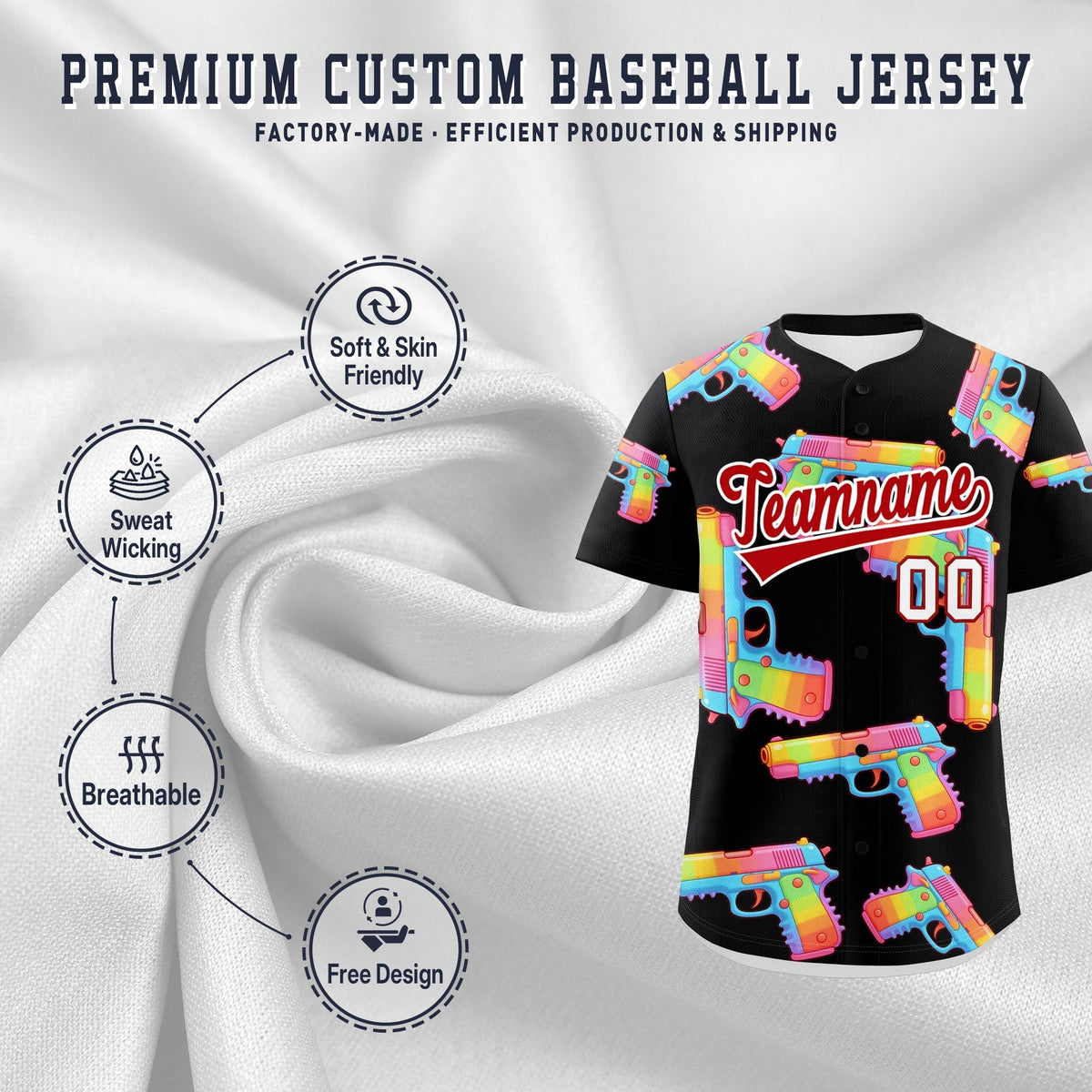 Custom Youth Baseball Jersey Black Red Sugar-Coated Firepower Graffiti Pattern Hip-hop