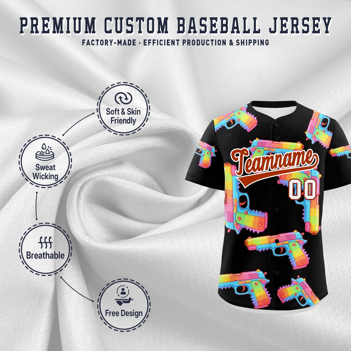 Custom Youth Baseball Jersey Black Dark Orange Sugar-Coated Firepower Graffiti Pattern Urban Fashion