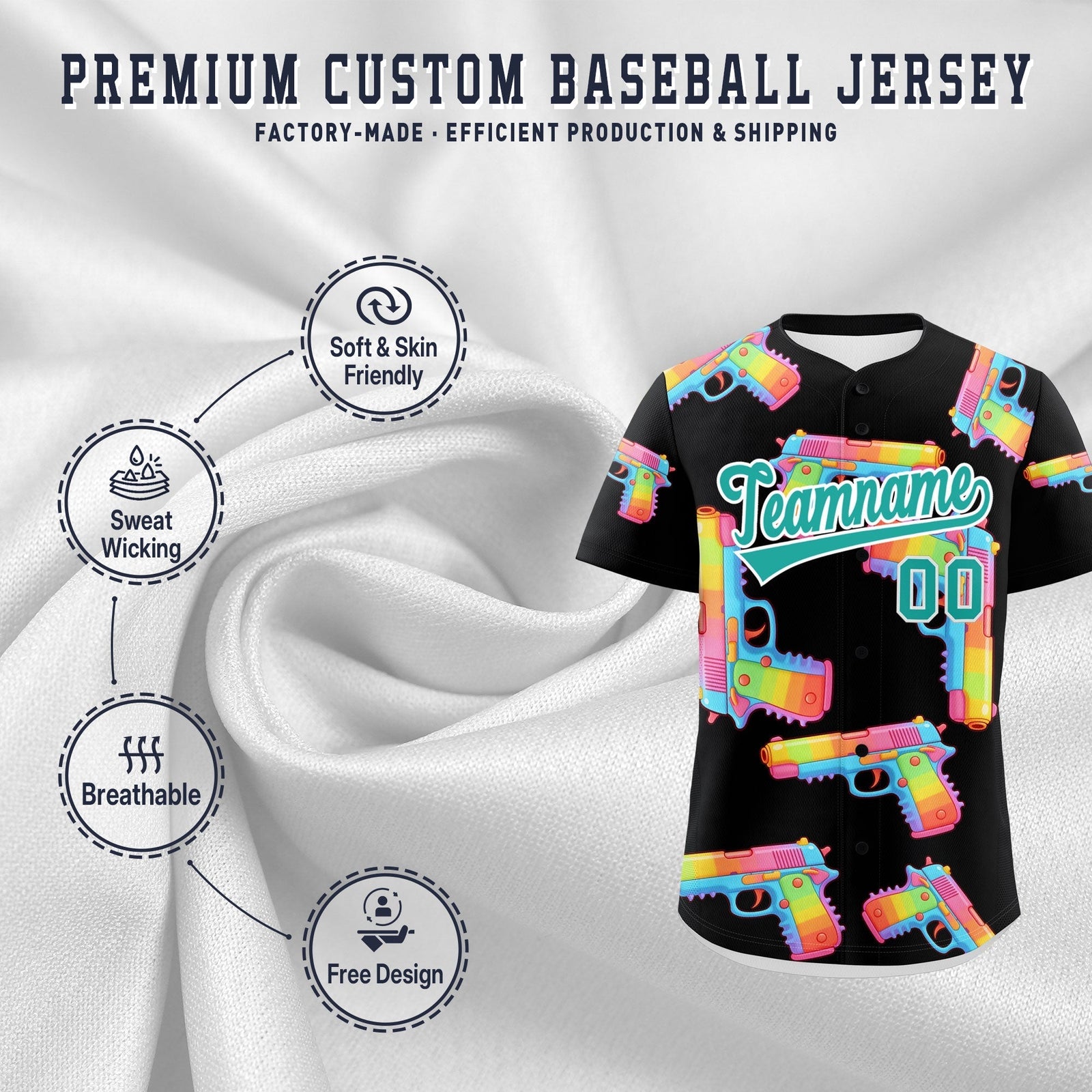 Custom Youth Baseball Jersey Black Aqua Sugar-Coated Firepower Graffiti Pattern Urban Fashion