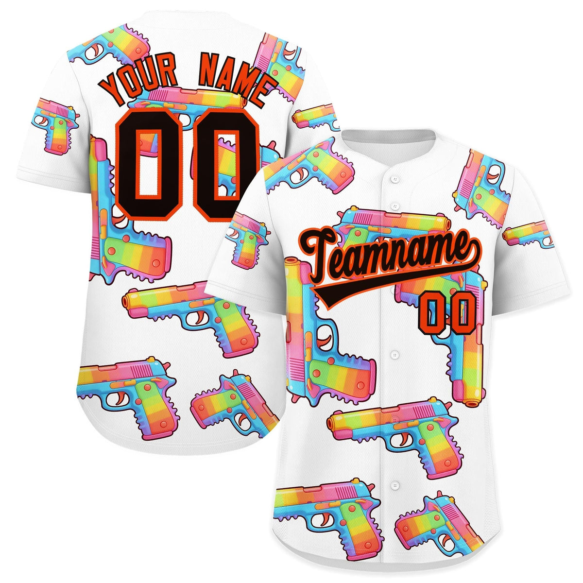 Custom Youth Baseball Jersey White Black Sugar-Coated Firepower Graffiti Pattern Urban Fashion
