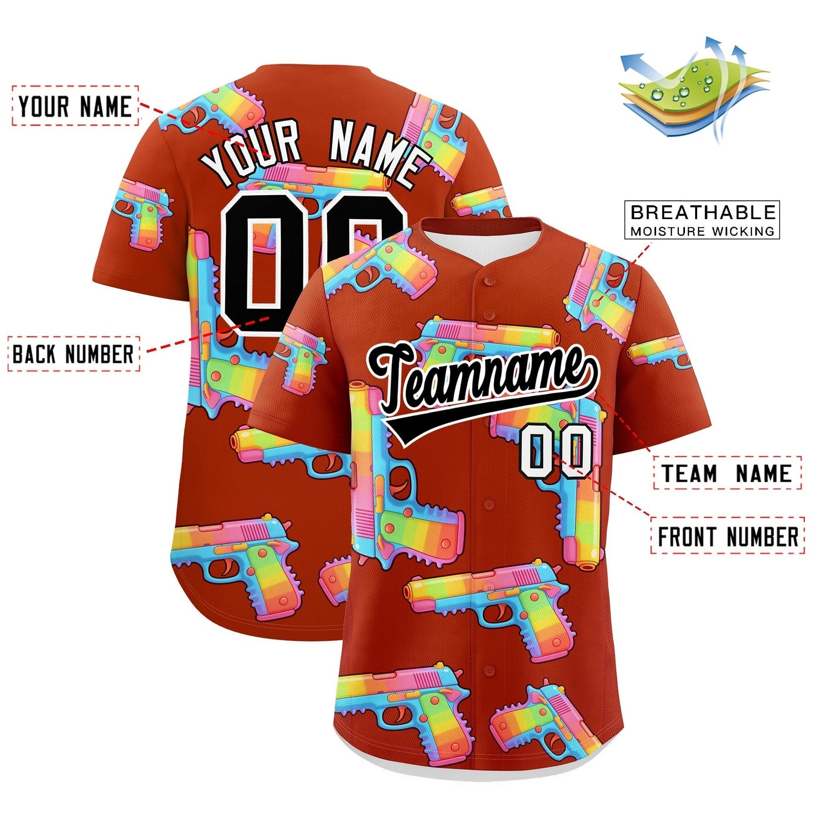 Custom Youth Baseball Jersey Dark Orange Black Sugar-Coated Firepower Graffiti Pattern Hip-hop