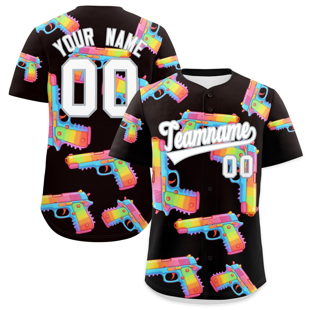 Custom Youth Baseball Jersey Brown White Sugar-Coated Firepower Graffiti Pattern Urban Fashion