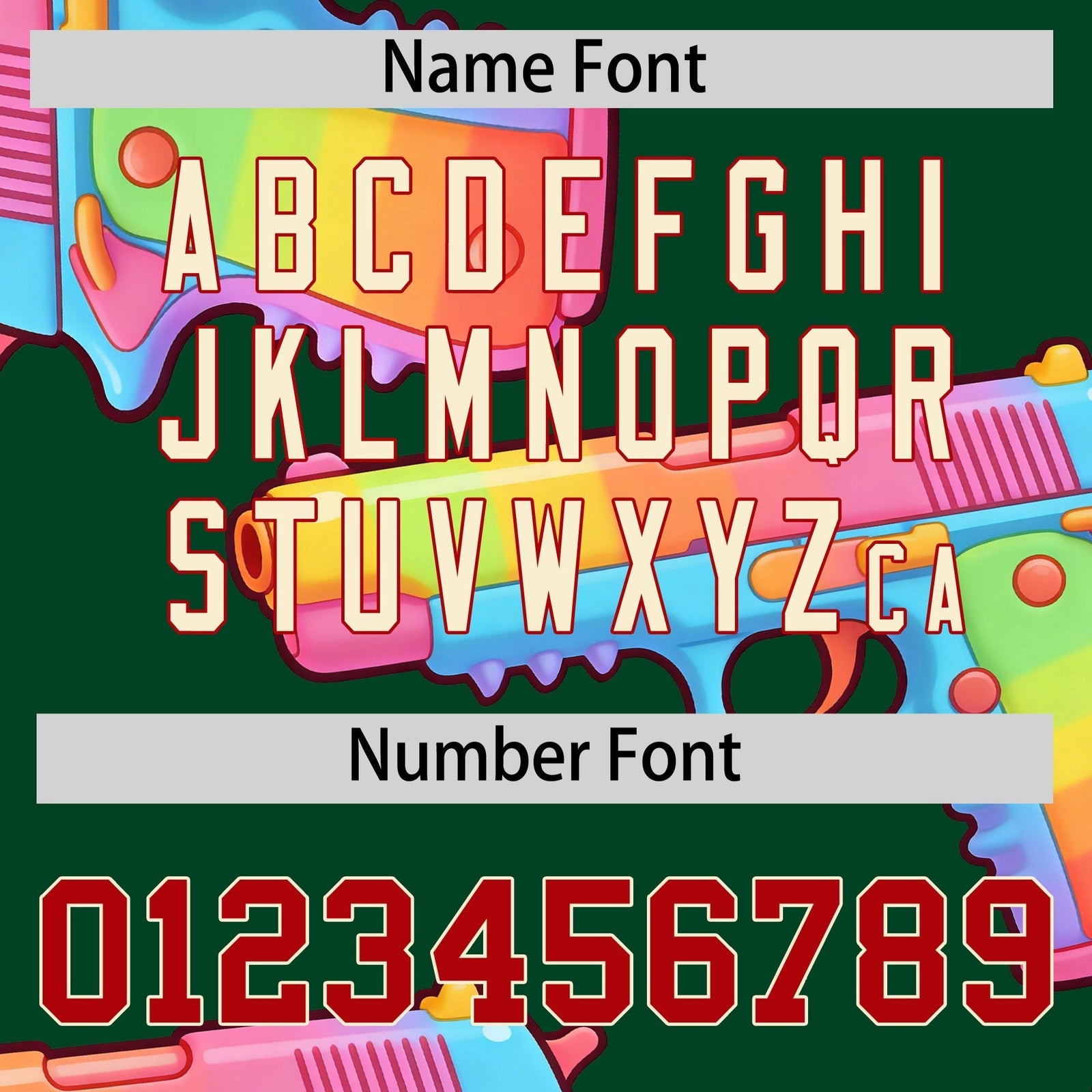 Custom Youth Baseball Jersey Dark Green Red Sugar-Coated Firepower Graffiti Pattern Urban Fashion