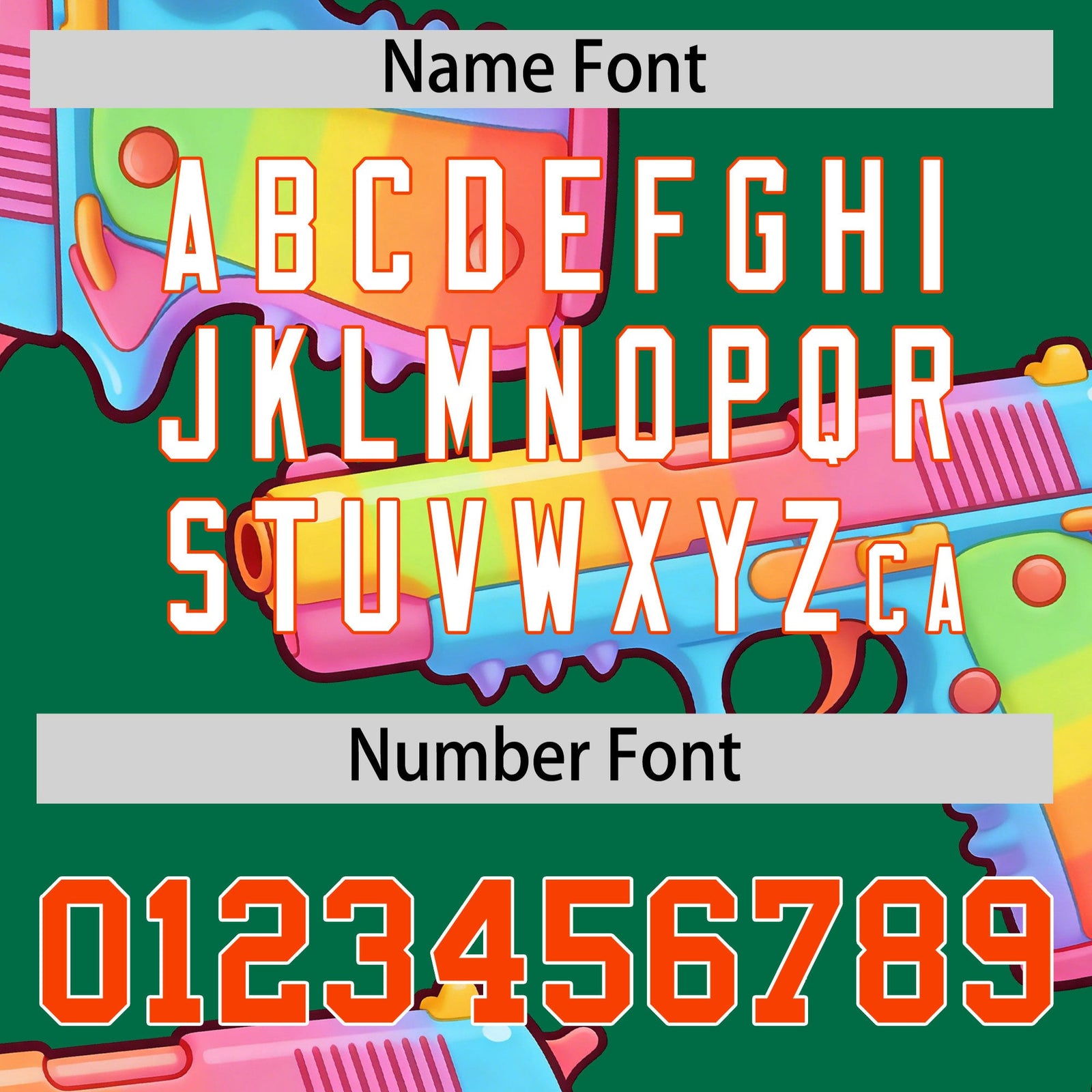 Custom Youth Baseball Jersey Kelly Green Orange Sugar-Coated Firepower Graffiti Pattern Street Style