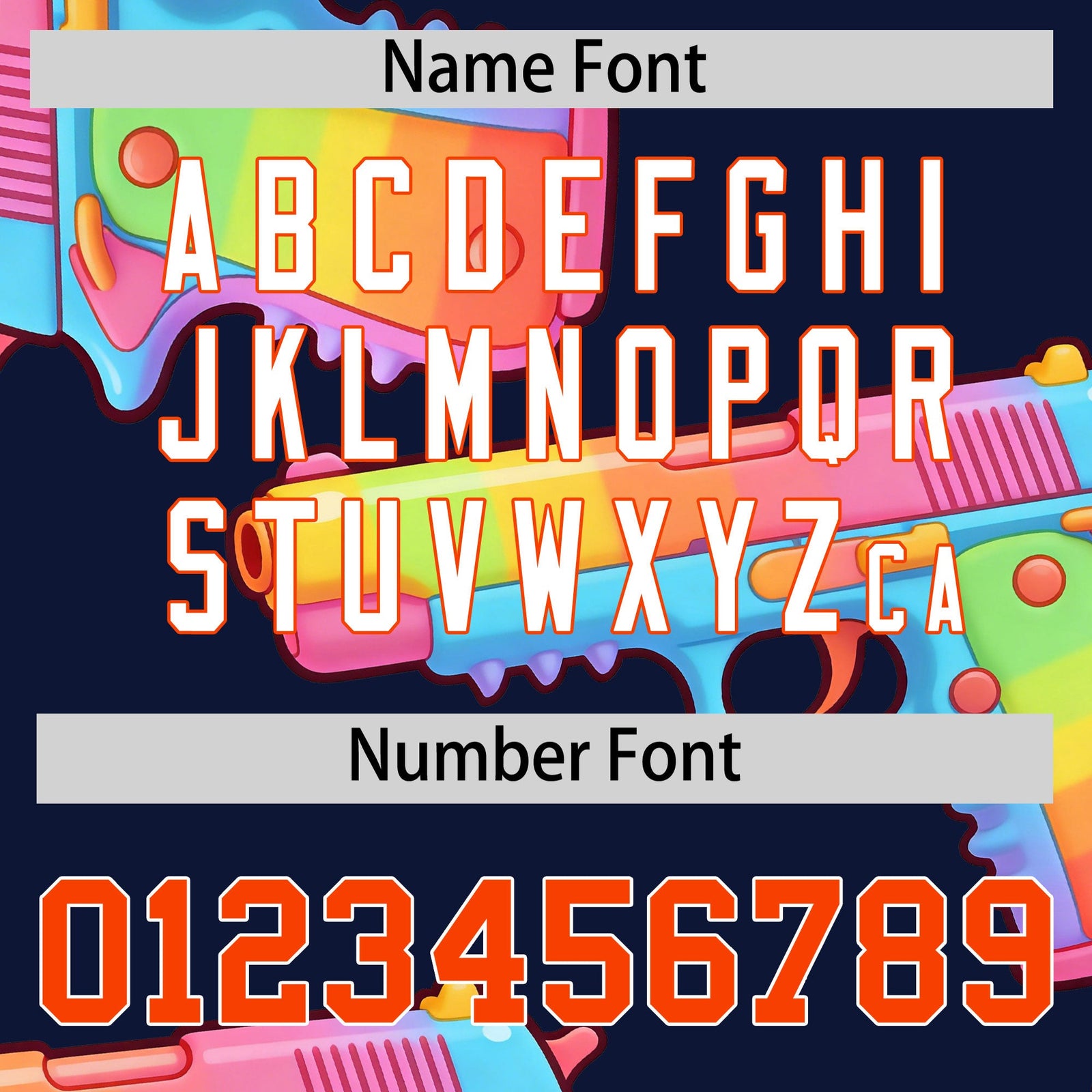Custom Youth Baseball Jersey Navy Orange Sugar-Coated Firepower Graffiti Pattern Urban Fashion