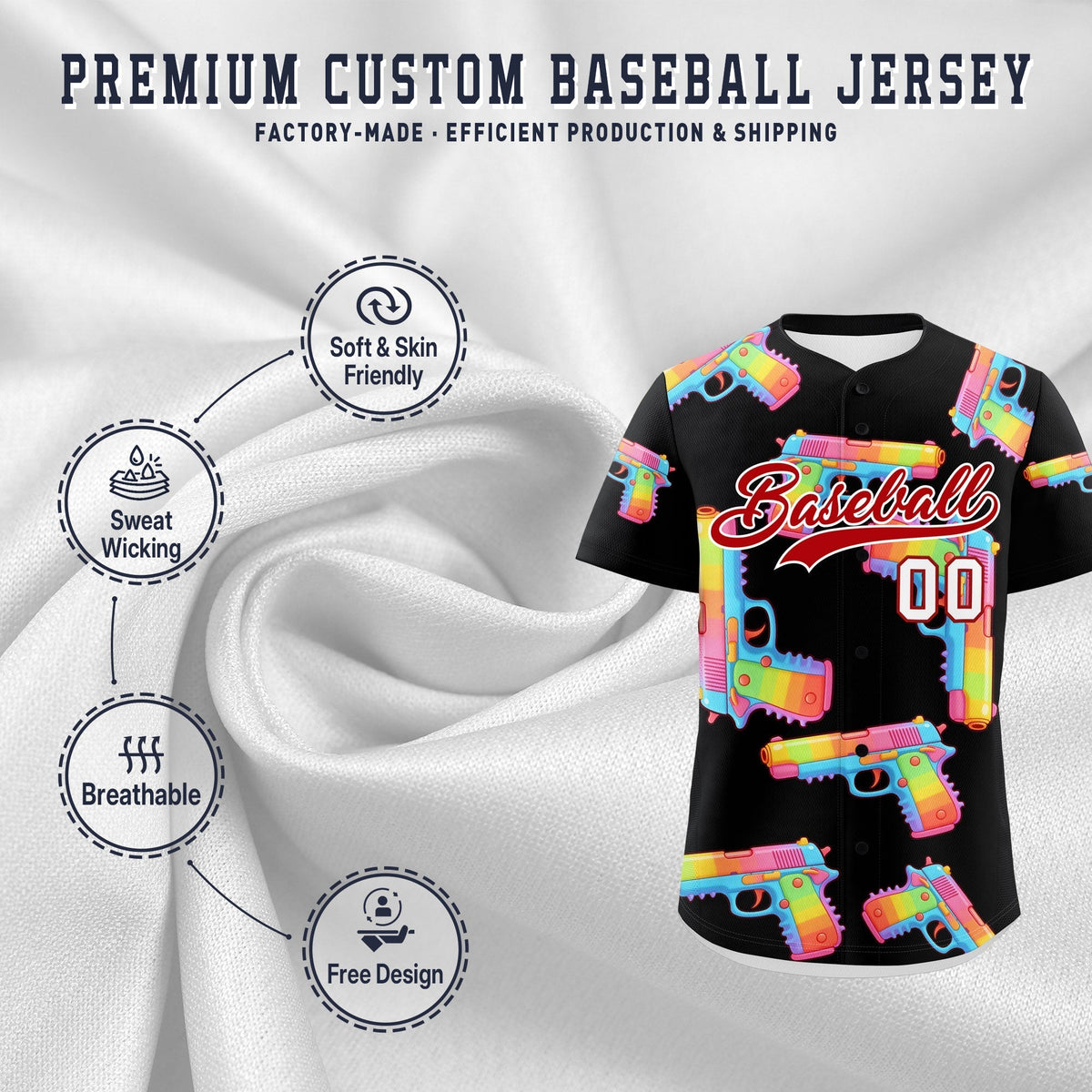 Custom Youth Baseball Jersey Black Red Sugar-Coated Firepower Graffiti Pattern Hip-hop