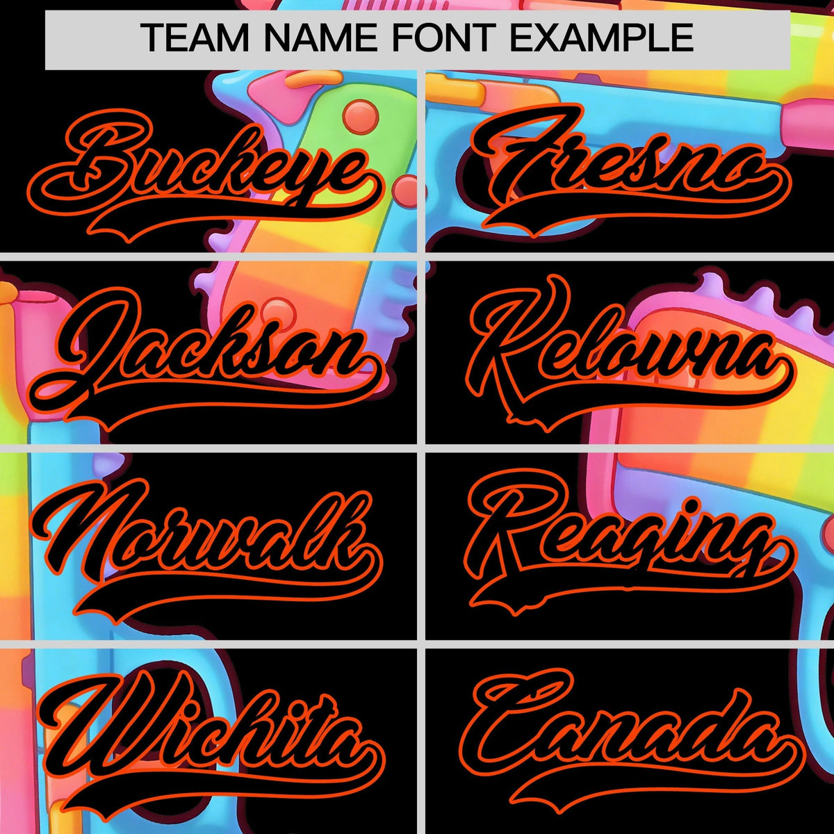 Custom Youth Baseball Jersey Black Orange Sugar-Coated Firepower Graffiti Pattern Street Style