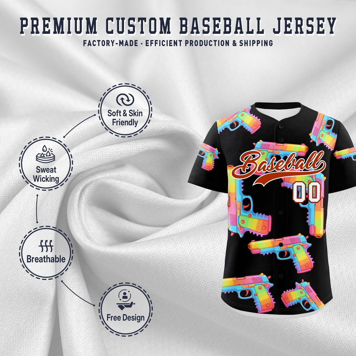 Custom Youth Baseball Jersey Black Dark Orange Sugar-Coated Firepower Graffiti Pattern Urban Fashion