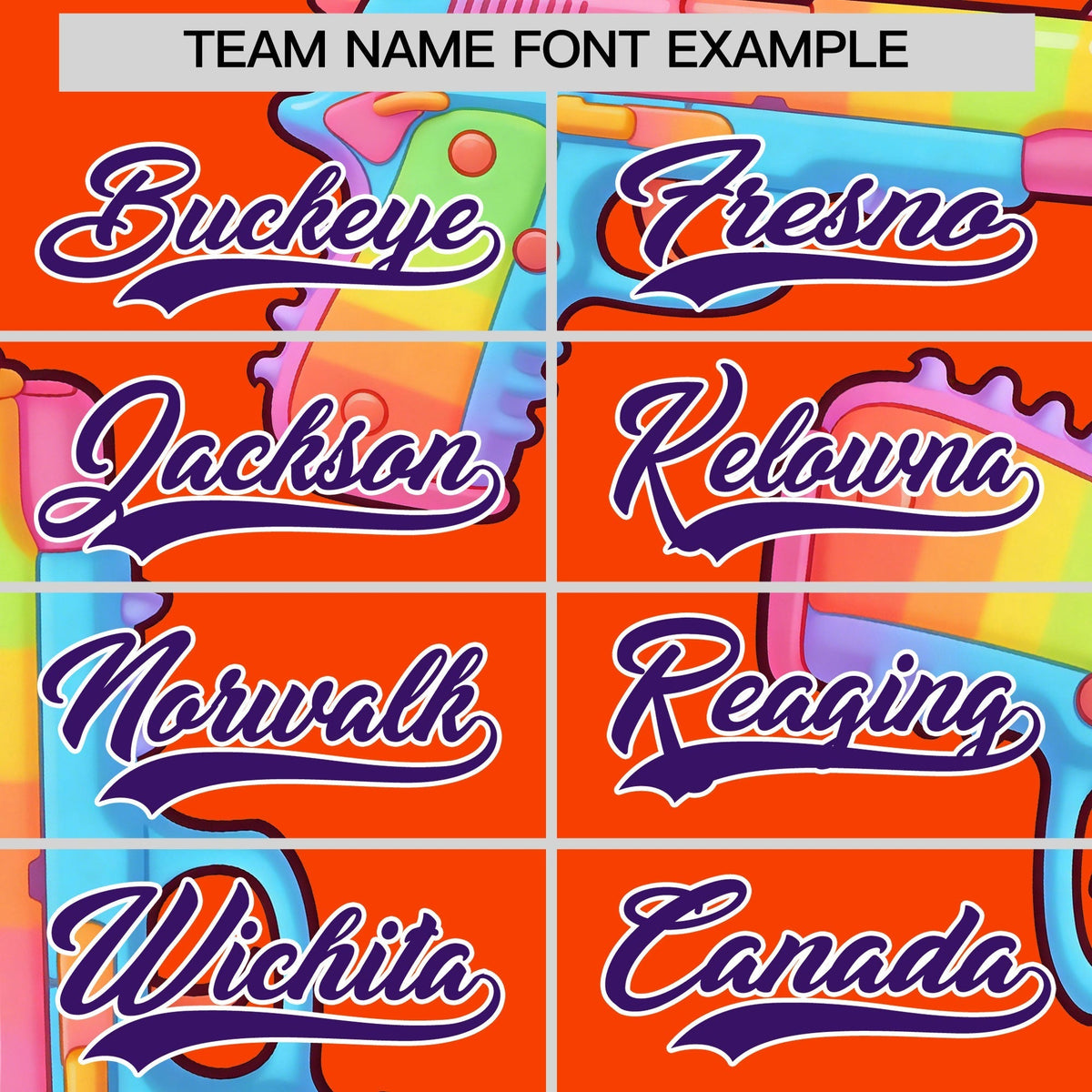 Custom Youth Baseball Jersey Orange Purple Sugar-Coated Firepower Graffiti Pattern Street Style