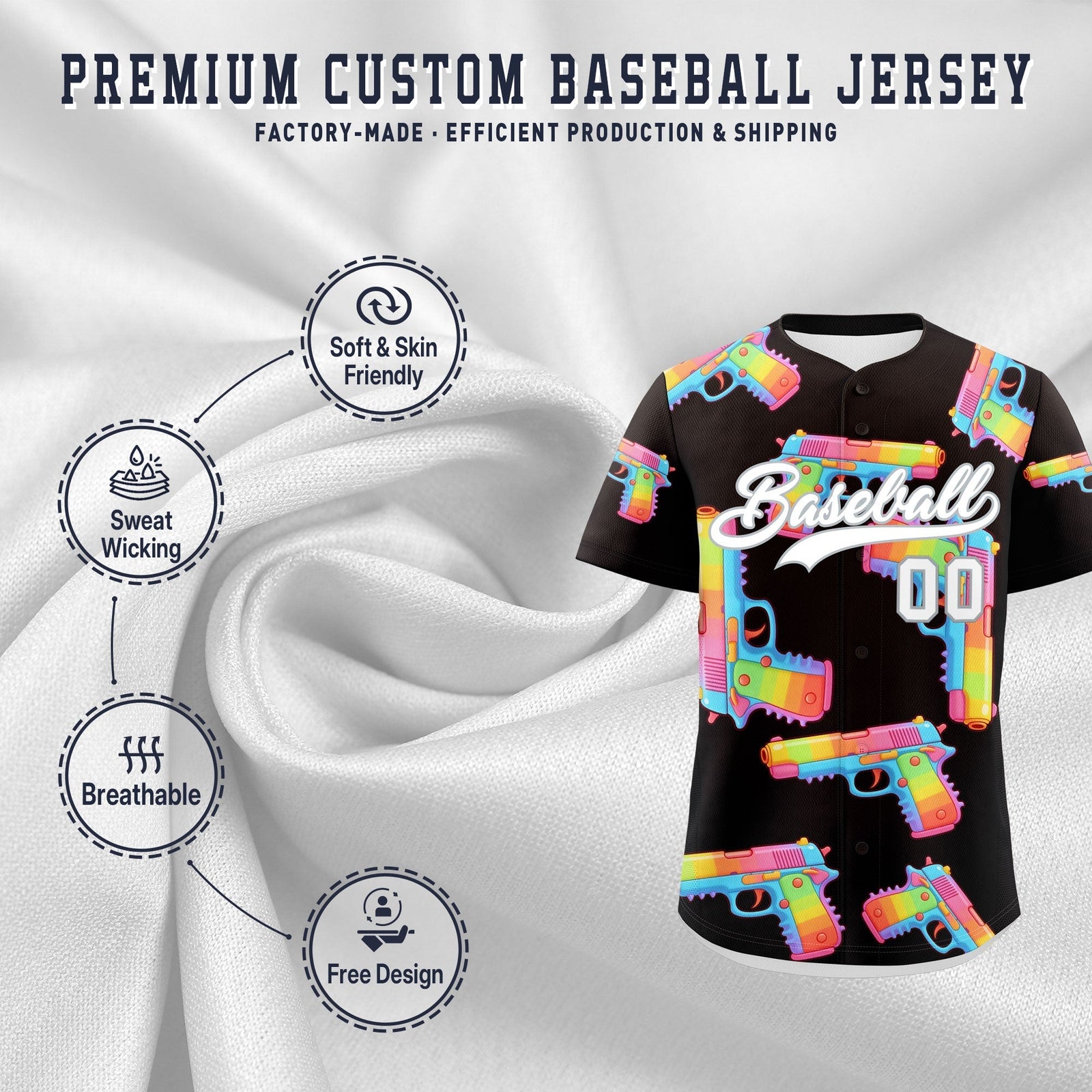 Custom Youth Baseball Jersey Brown White Sugar-Coated Firepower Graffiti Pattern Urban Fashion