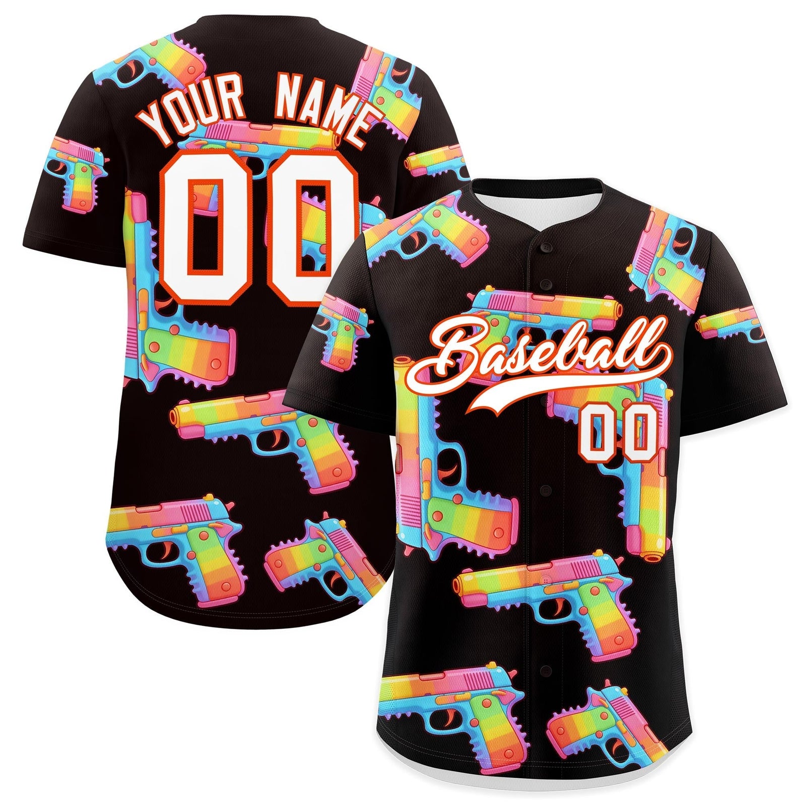 Custom Youth Baseball Jersey Brown White Sugar-Coated Firepower Graffiti Pattern Hip-hop