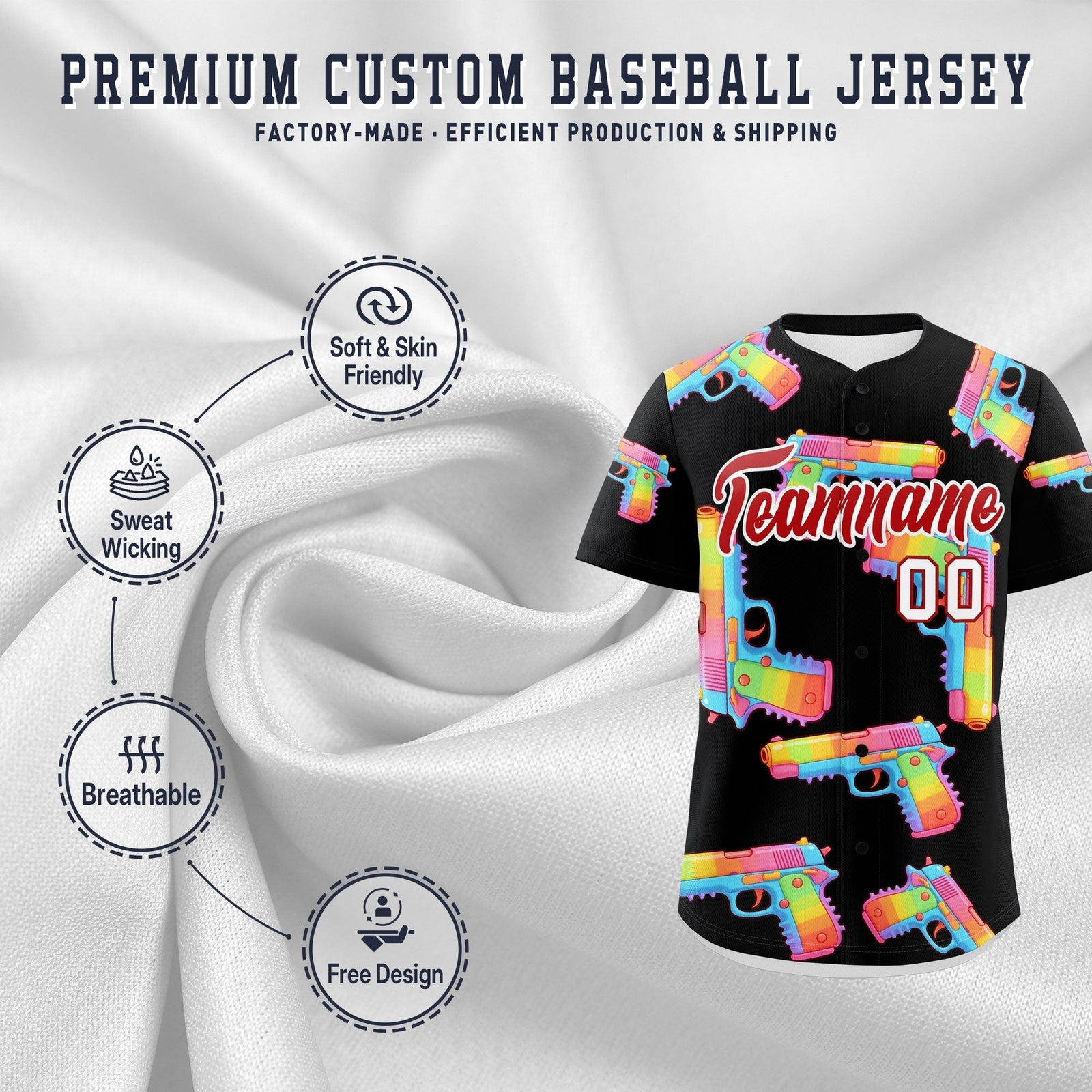 Custom Youth Baseball Jersey Black Red Sugar-Coated Firepower Graffiti Pattern Hip-hop