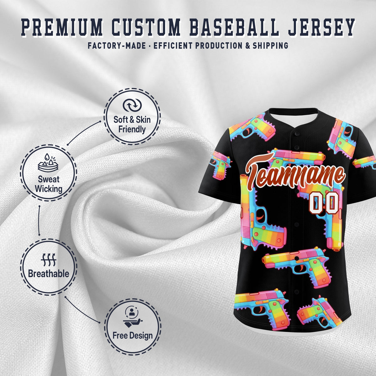 Custom Youth Baseball Jersey Black Dark Orange Sugar-Coated Firepower Graffiti Pattern Urban Fashion