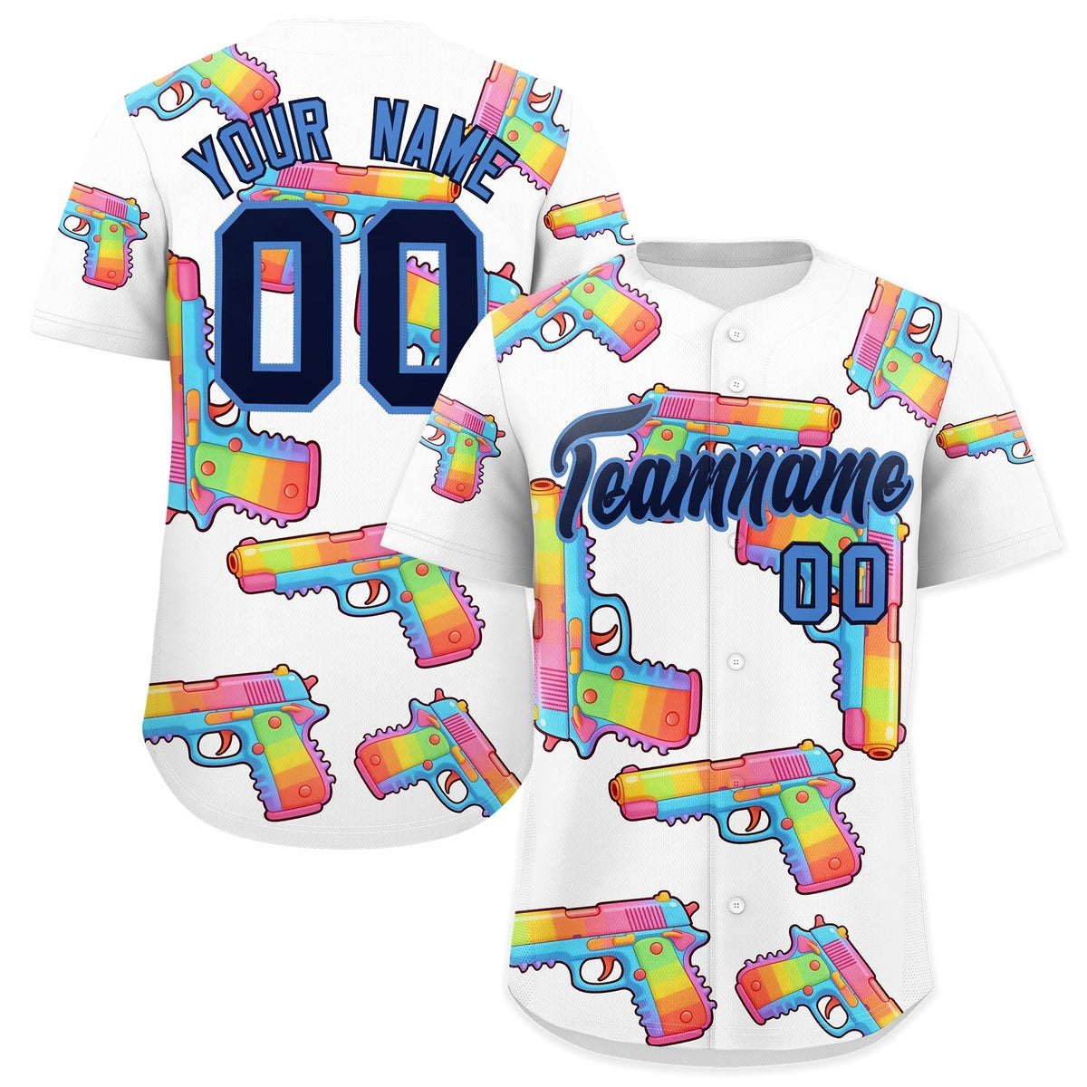 Custom Youth Baseball Jersey White Navy Sugar-Coated Firepower Graffiti Pattern Urban Fashion