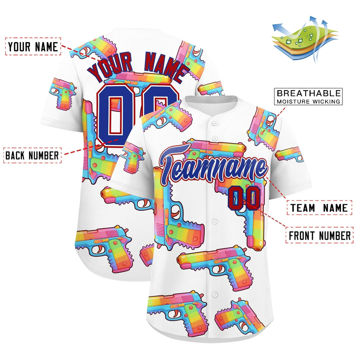 Custom Youth Baseball Jersey White Royal Blue Sugar-Coated Firepower Graffiti Pattern Hip-hop
