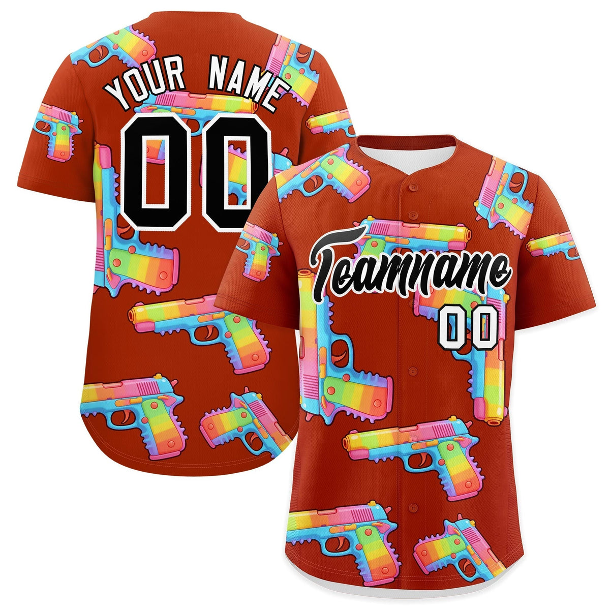 Custom Youth Baseball Jersey Dark Orange Black Sugar-Coated Firepower Graffiti Pattern Hip-hop