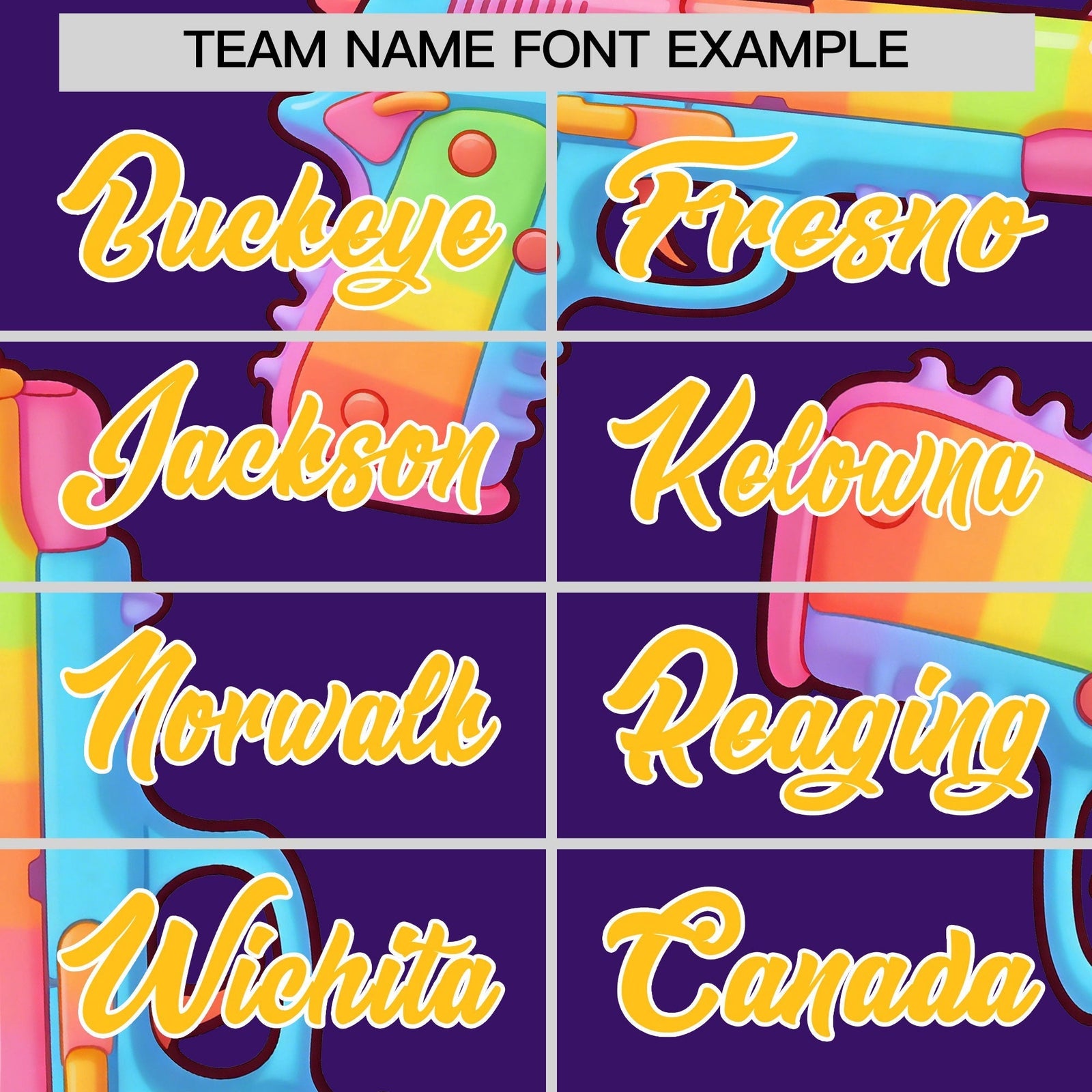 Custom Youth Baseball Jersey Purple Yellow Sugar-Coated Firepower Graffiti Pattern Street Style