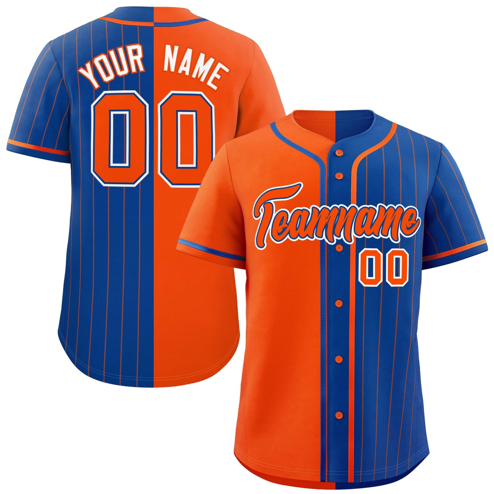Custom Orange Royal Stripe-Solid Combo Fashion Authentic Baseball Jersey