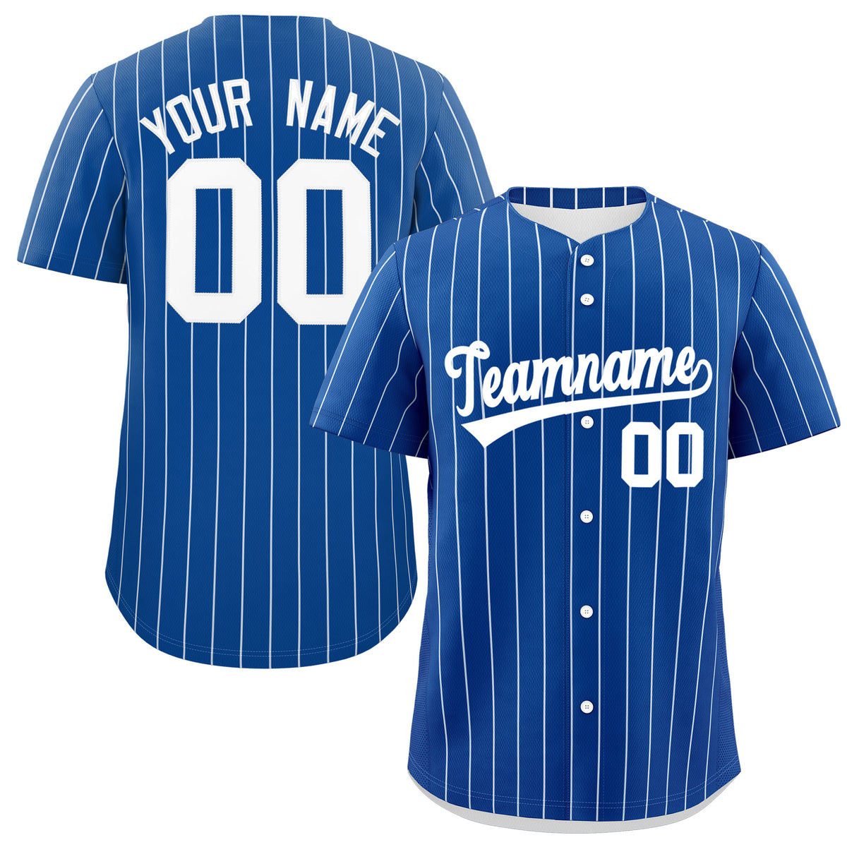 Custom White Royal Pinstripe Personalized Two-Tone Authentic Baseball Jersey