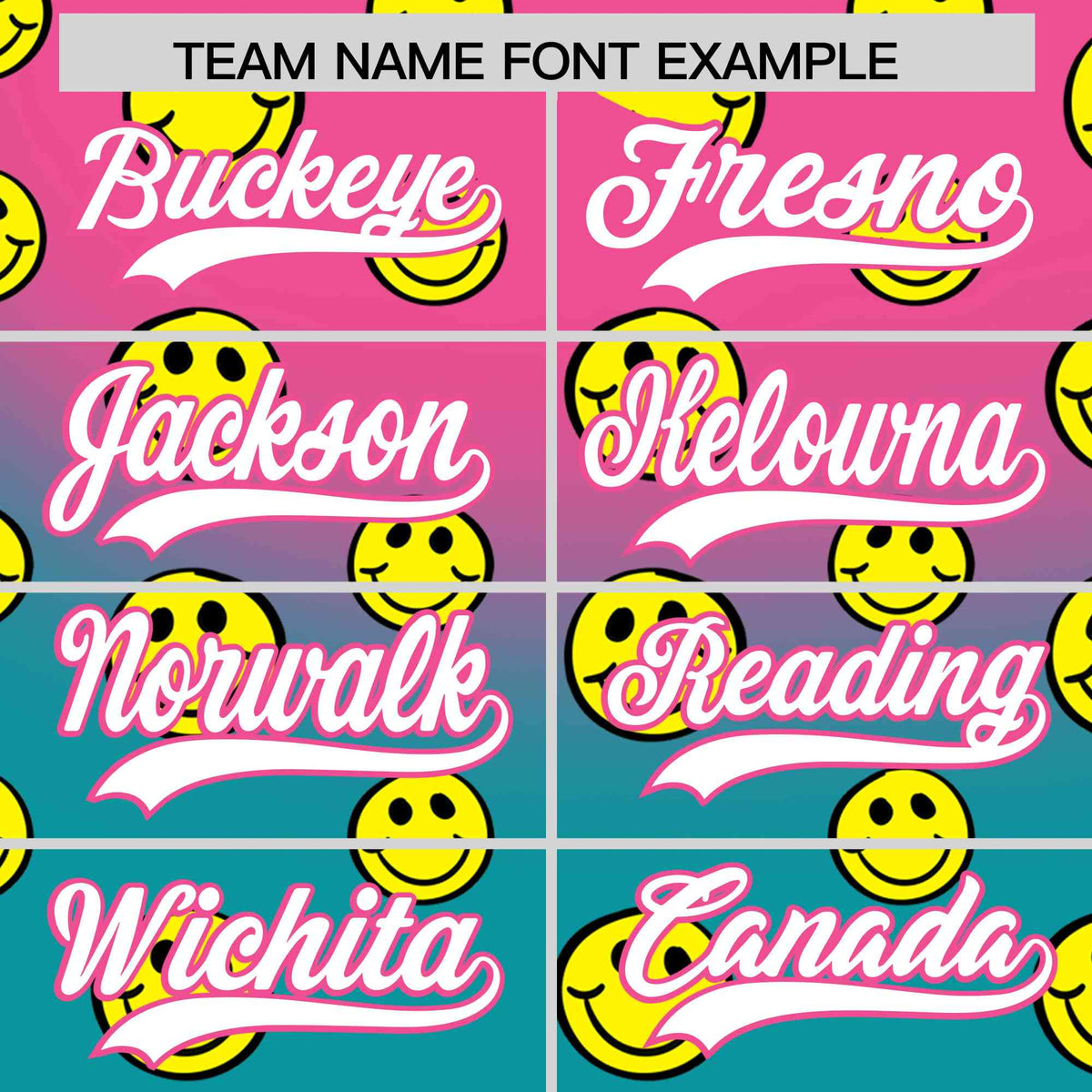 Custom Pink Aqua Graffiti Gradient Pattern Authentic Smile Baseball Jersey