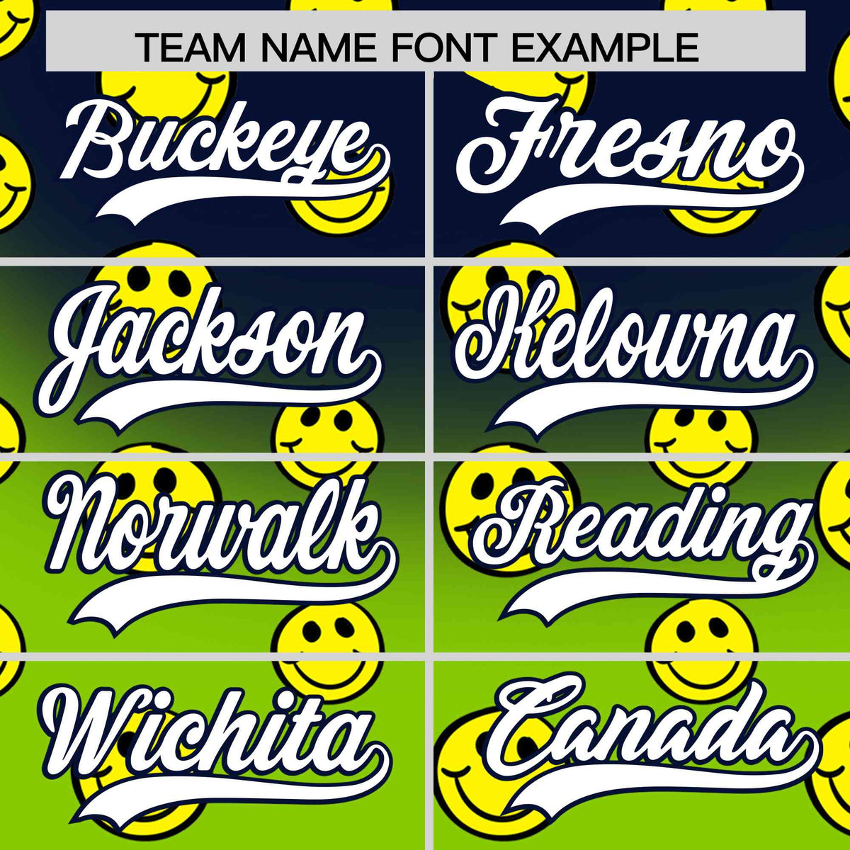 Custom Navy Neon Green Graffiti Gradient Pattern Authentic Smile Baseball Jersey