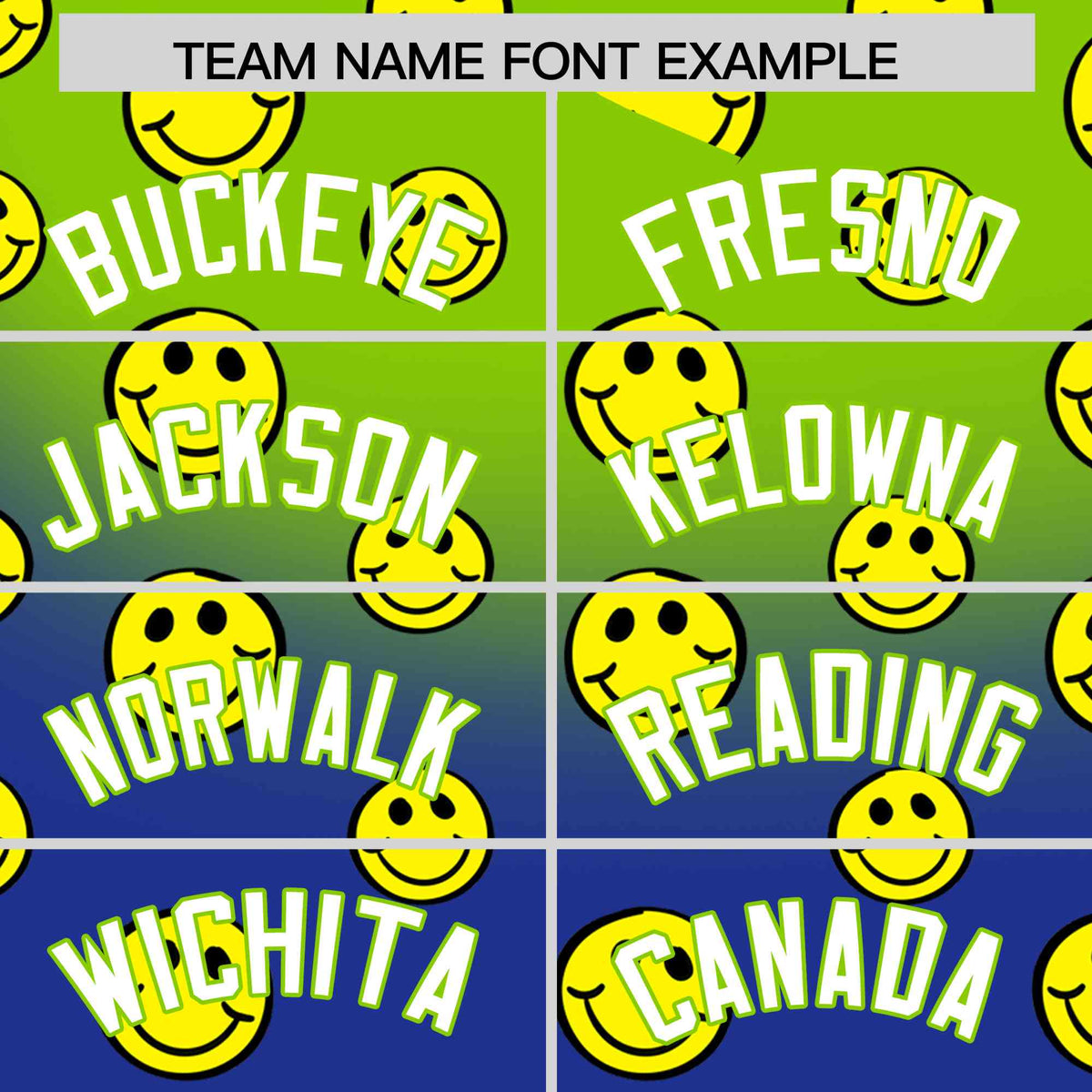 Custom Neon Green Royal Graffiti Gradient Pattern Authentic Smile Baseball Jersey