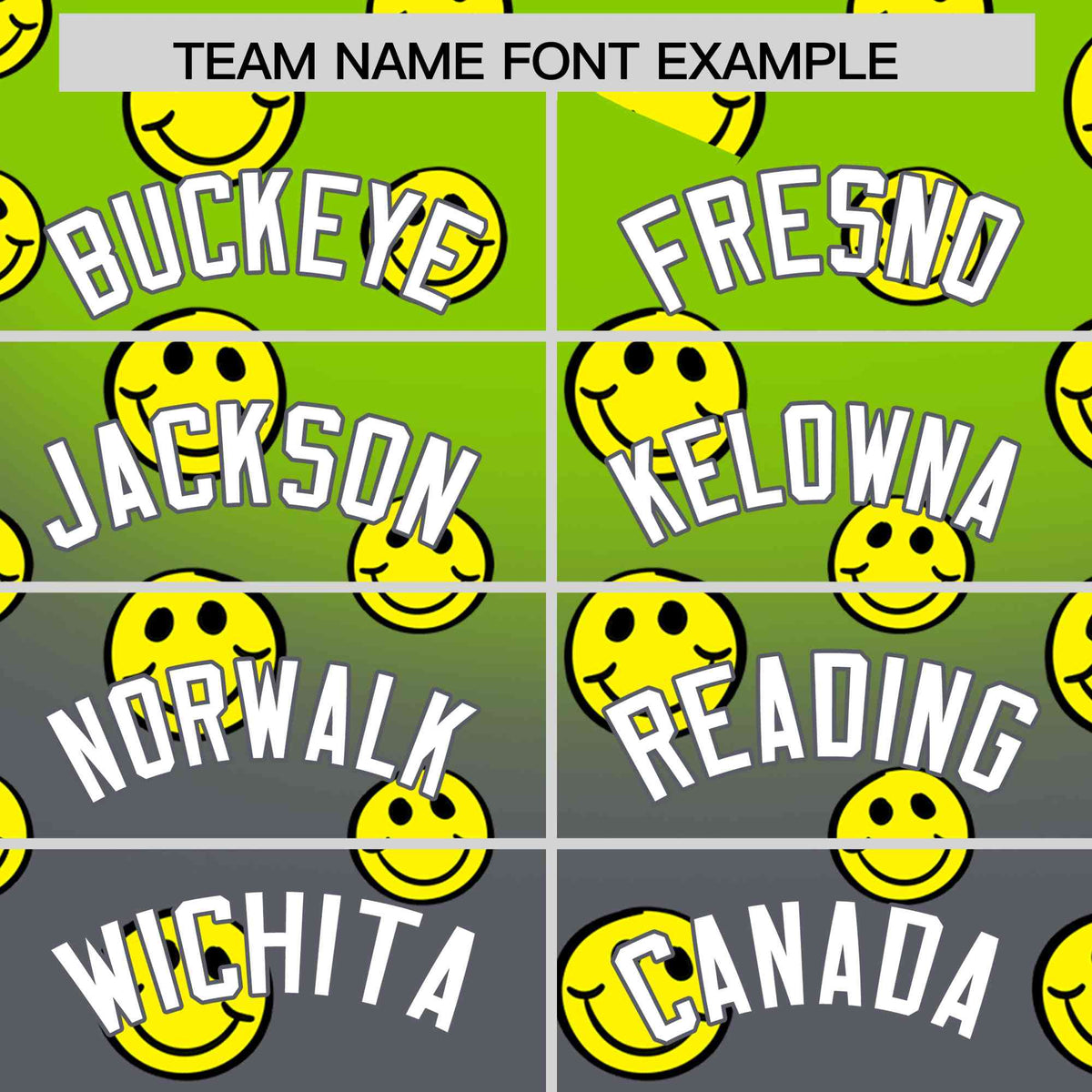 Custom Neon Green Dark Gray Graffiti Gradient Pattern Authentic Smile Baseball Jersey