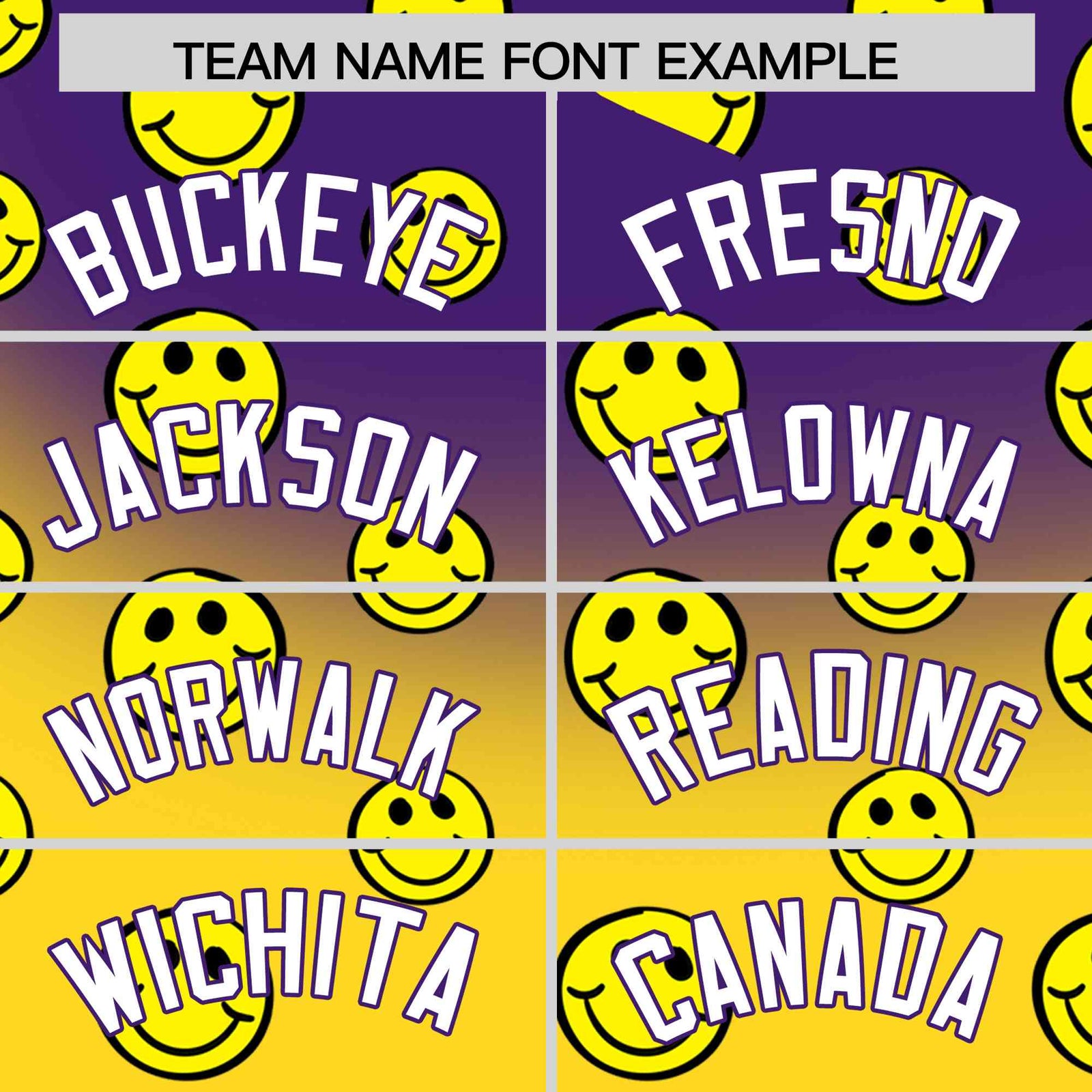 Custom Purple Gold Graffiti Gradient Pattern Authentic Smile Baseball Jersey