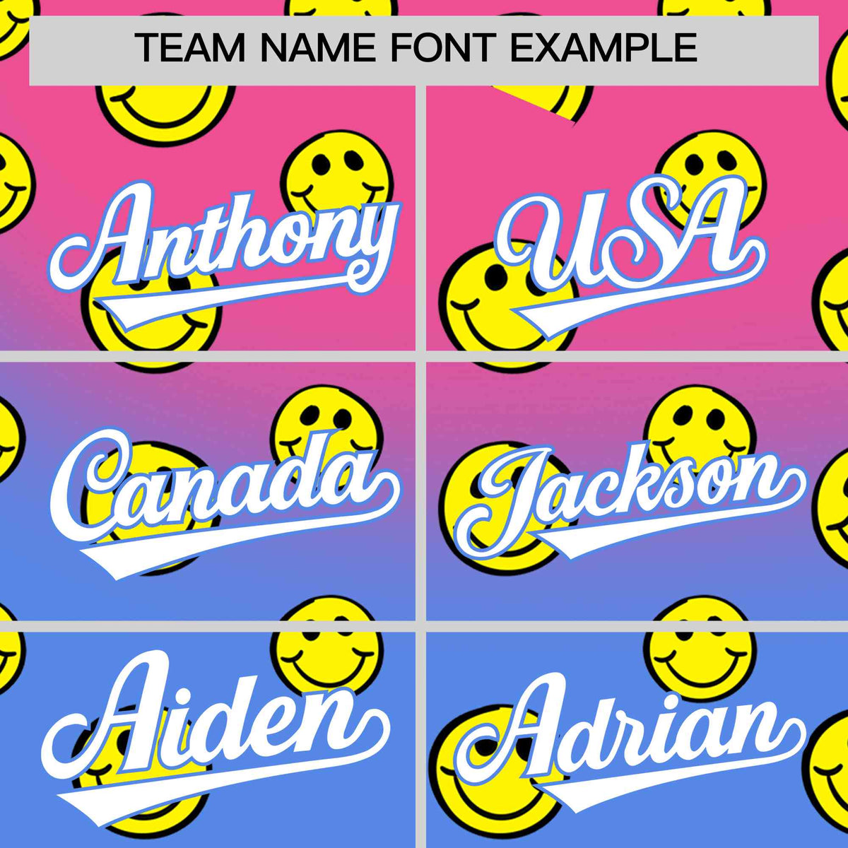 Custom Pink Light Blue Graffiti Gradient Pattern Authentic Smile Baseball Jersey