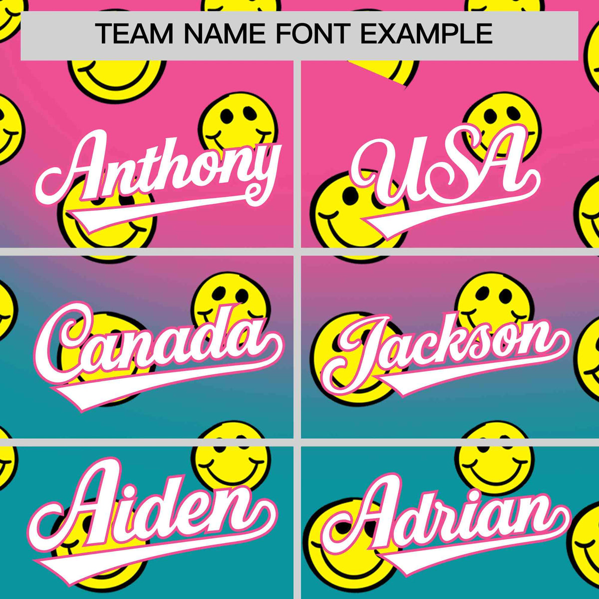 Custom Pink Aqua Graffiti Gradient Pattern Authentic Smile Baseball Jersey