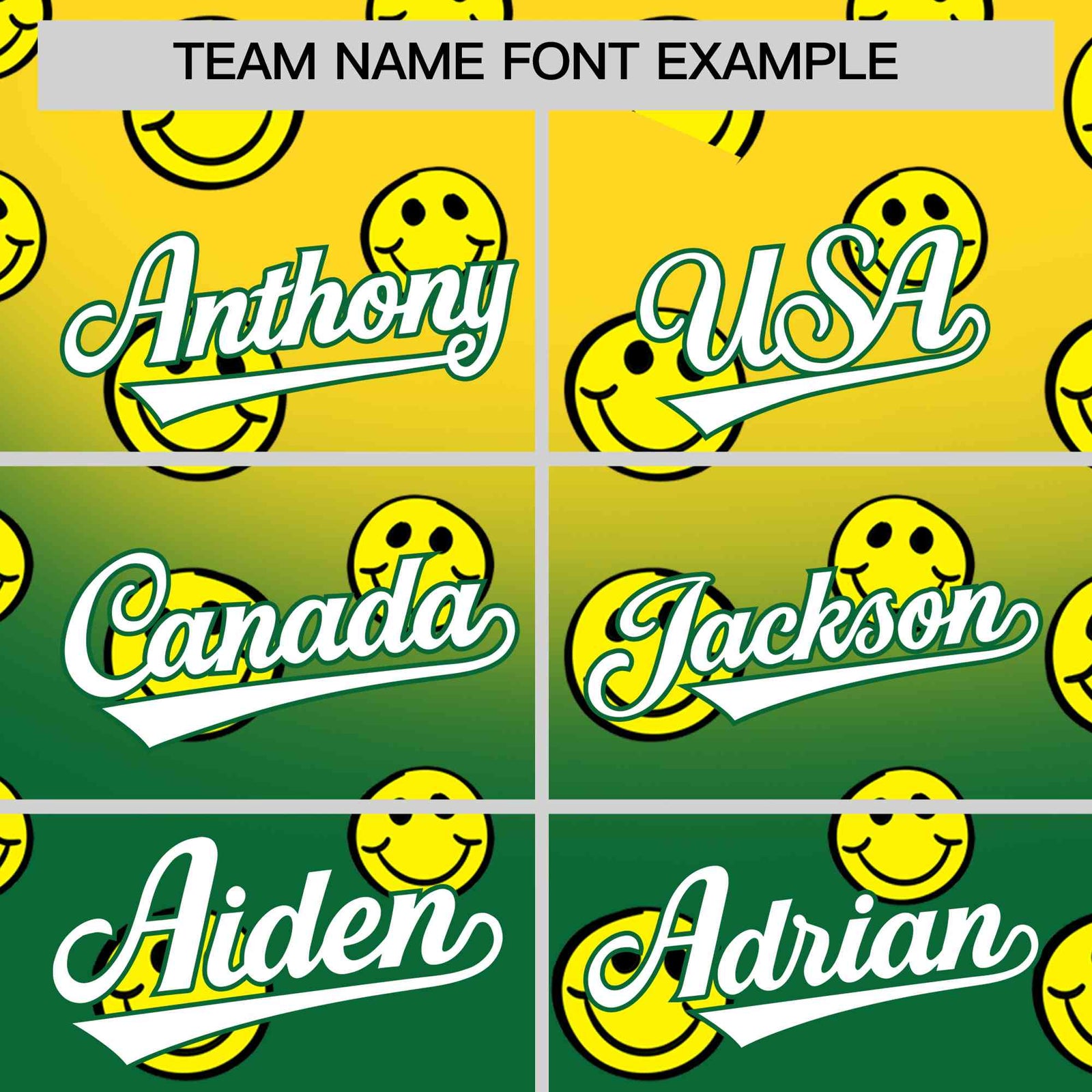 Custom Gold Kelly Green Graffiti Gradient Pattern Authentic Smile Baseball Jersey