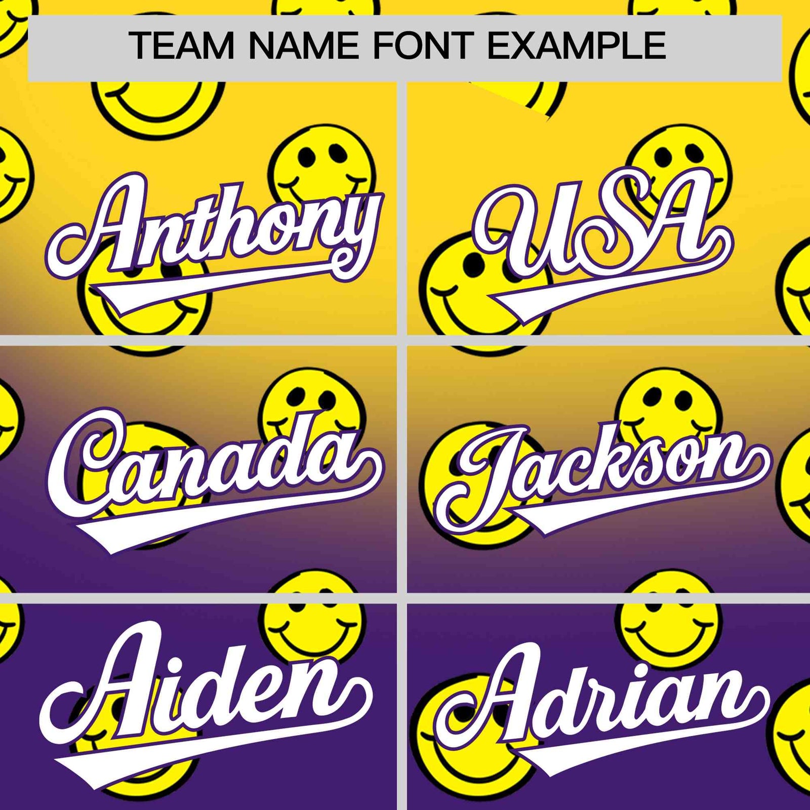 Custom Gold Purple Graffiti Gradient Pattern Authentic Smile Baseball Jersey