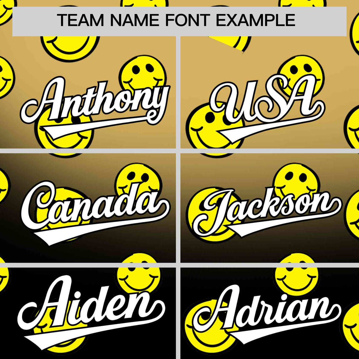 Custom Old Gold Black Graffiti Gradient Pattern Authentic Smile Baseball Jersey