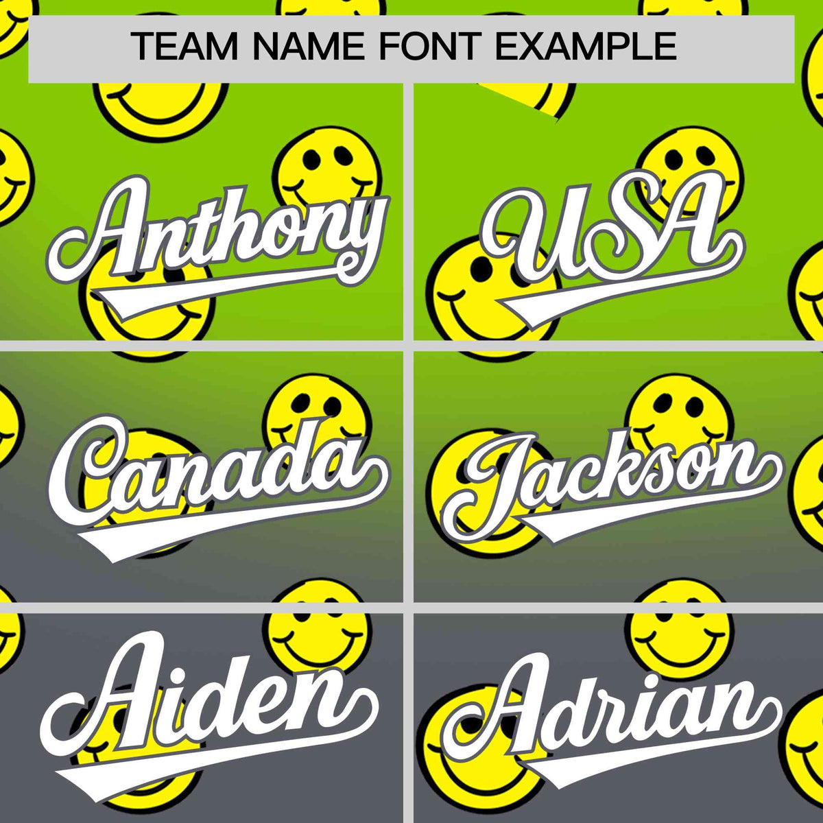 Custom Neon Green Dark Gray Graffiti Gradient Pattern Authentic Smile Baseball Jersey