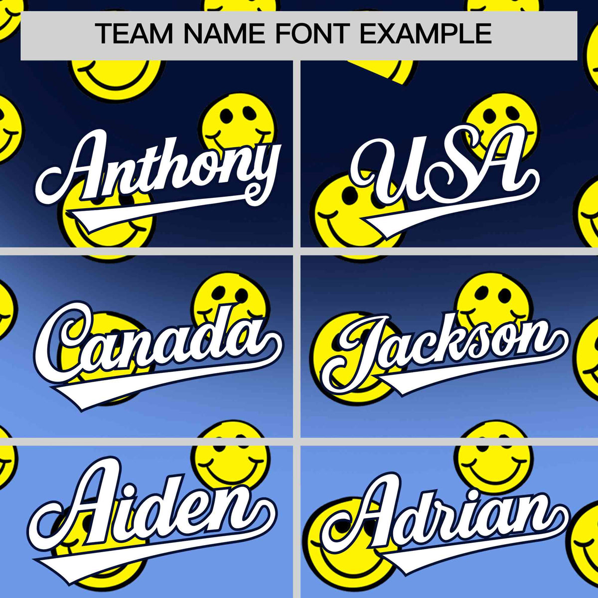 Custom Navy Light Blue Graffiti Gradient Pattern Authentic Smile Baseball Jersey