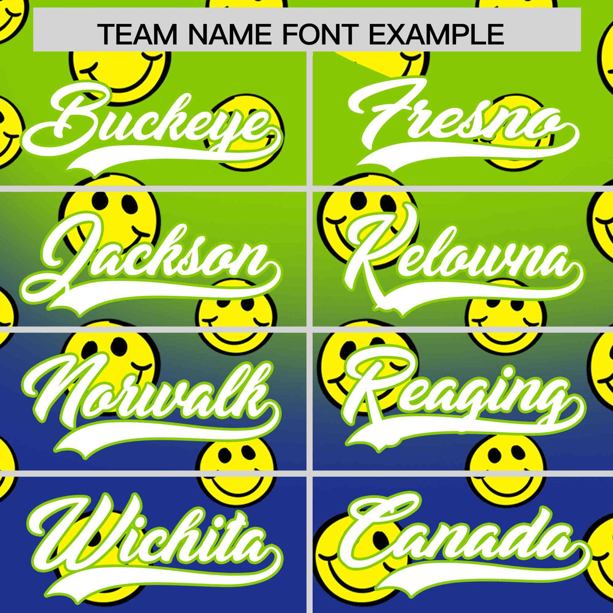 Custom Neon Green Royal Graffiti Gradient Pattern Authentic Smile Baseball Jersey